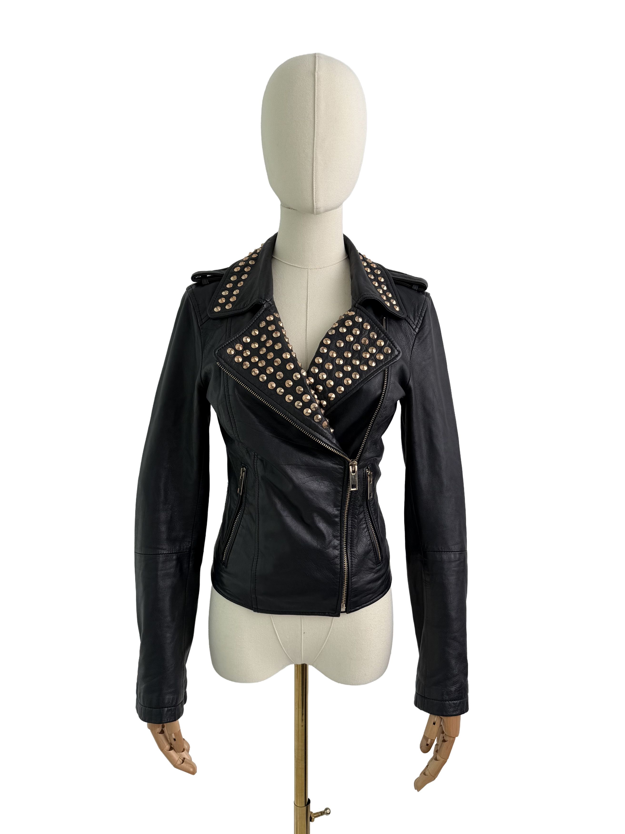 Vintage Vintage Leather Biker Jacket Studded Moto Zip Punk Rock Size S / US 4 / IT 40 - 1 Thumbnail