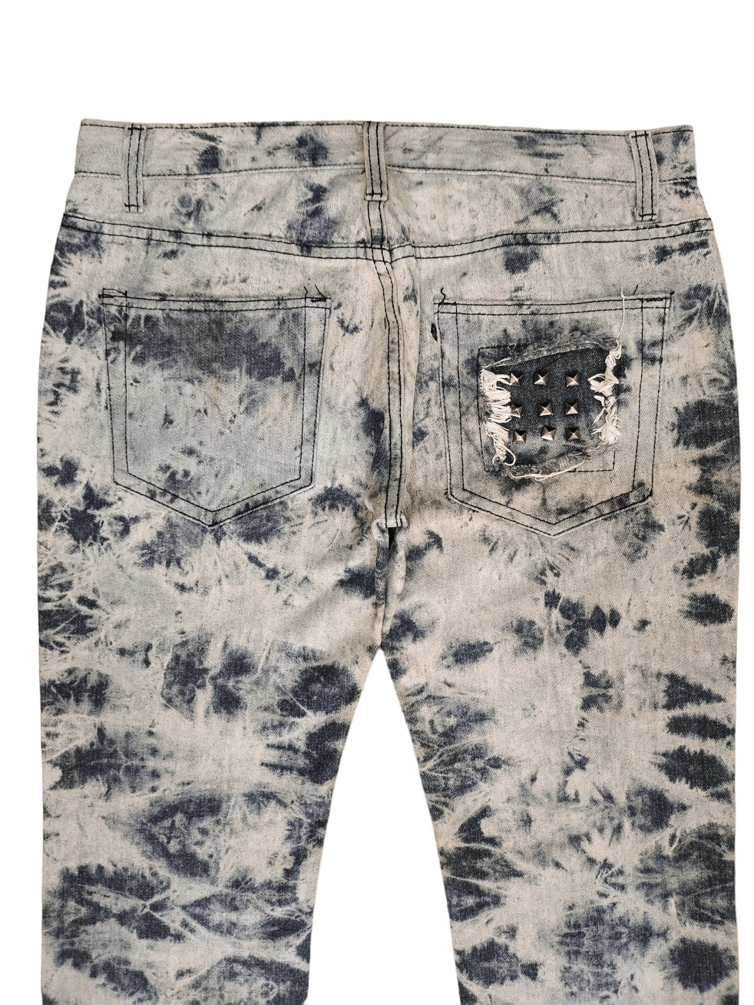 Share Spirit Homme Berning Sho Bleach Wash Distressed Denim Pants Punk Gothic Size US 33 - 10 Thumbnail