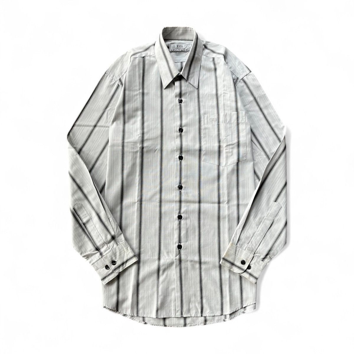 Balenciaga Pour Homme BB Logo Pocket Stripe Shirt