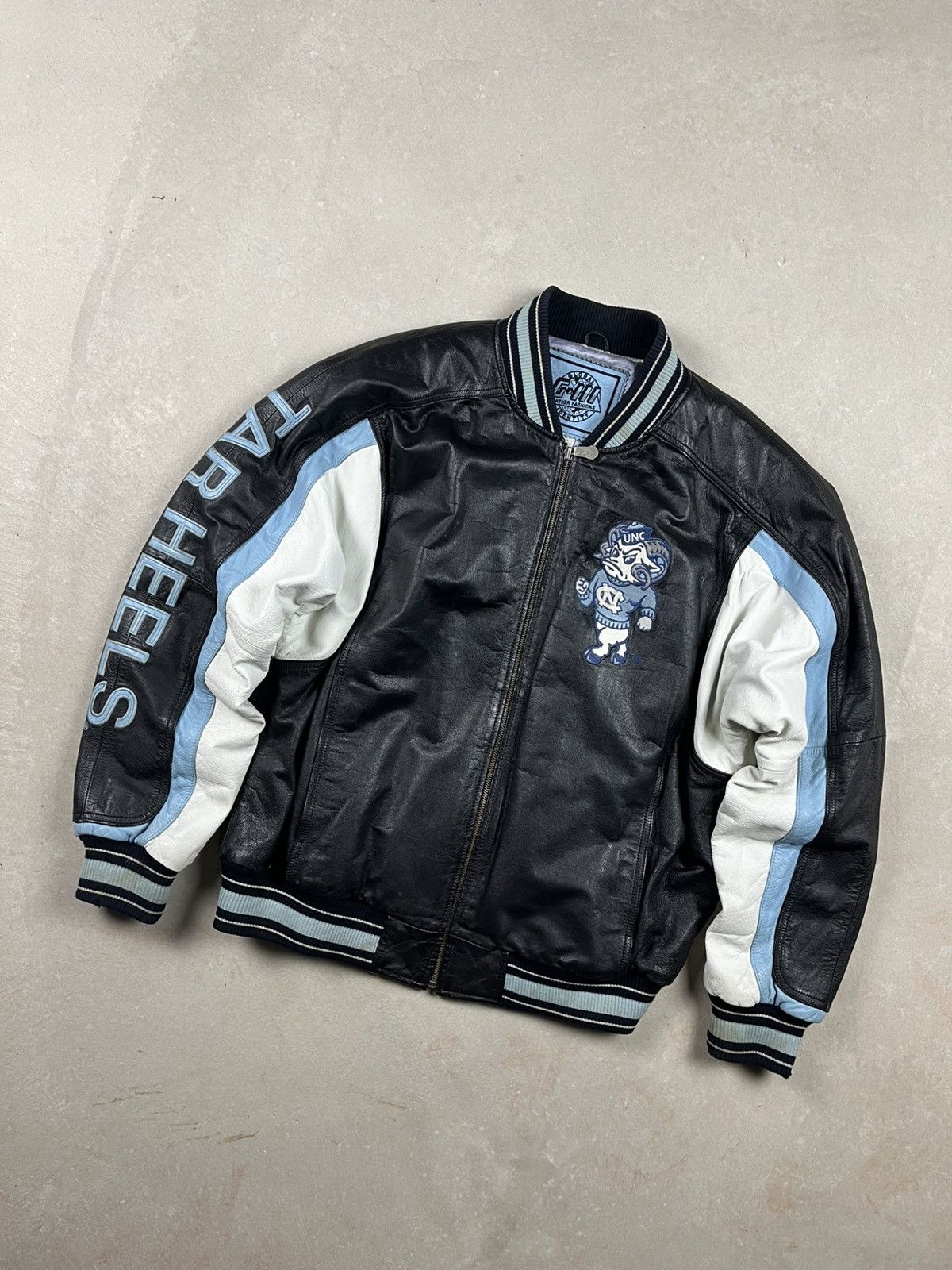 Vintage Vintage 90s University of North Carolina UNC Leather Jacket Size US L / EU 52-54 / 3 - 1 Thumbnail