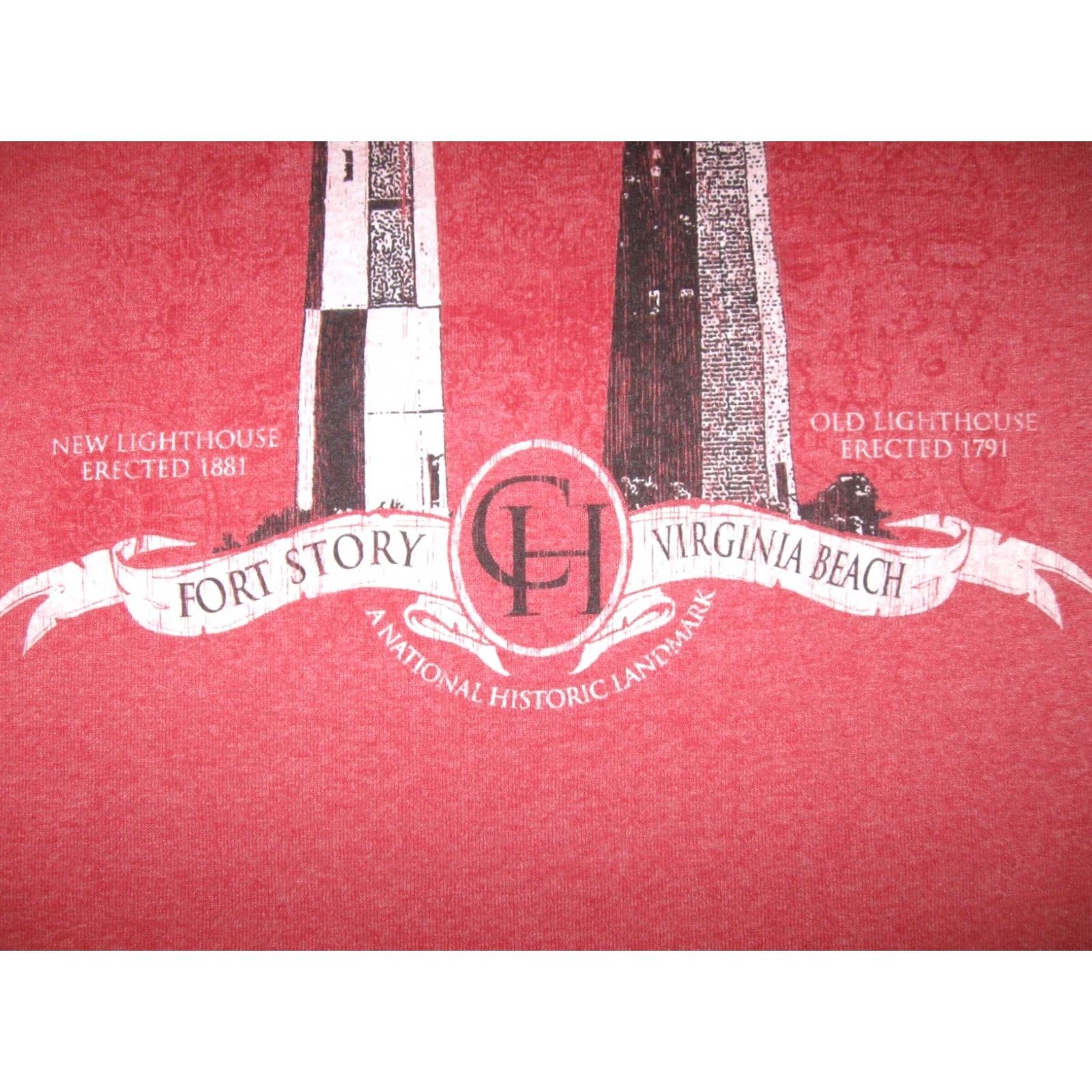 Vintage VINTAGE CAPE HENRY Lighthouse Fort Story VA T Shirt Men's Large Military VIRGINIA BEACH Red Cotton Graphic Print Short Sleeve Crew Neck 2000s Mens Size US L / EU 52-54 / 3 - 3 Thumbnail