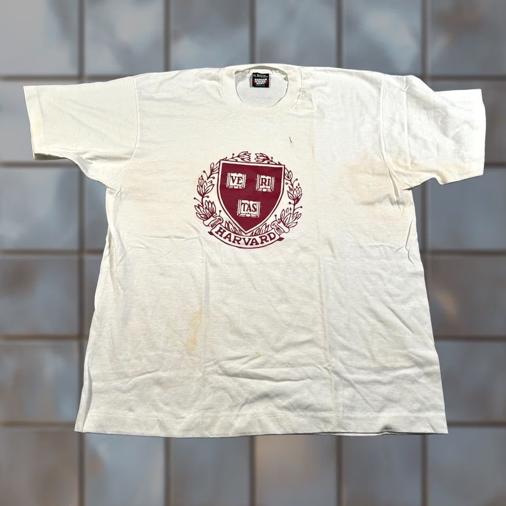 Vintage VINTAGE Screen Stars Harvard University Shirt Adult XL Short Sleeve Crew Neck Graphic Print Gray Mens Size US XL / EU 56 / 4 - 1 Thumbnail