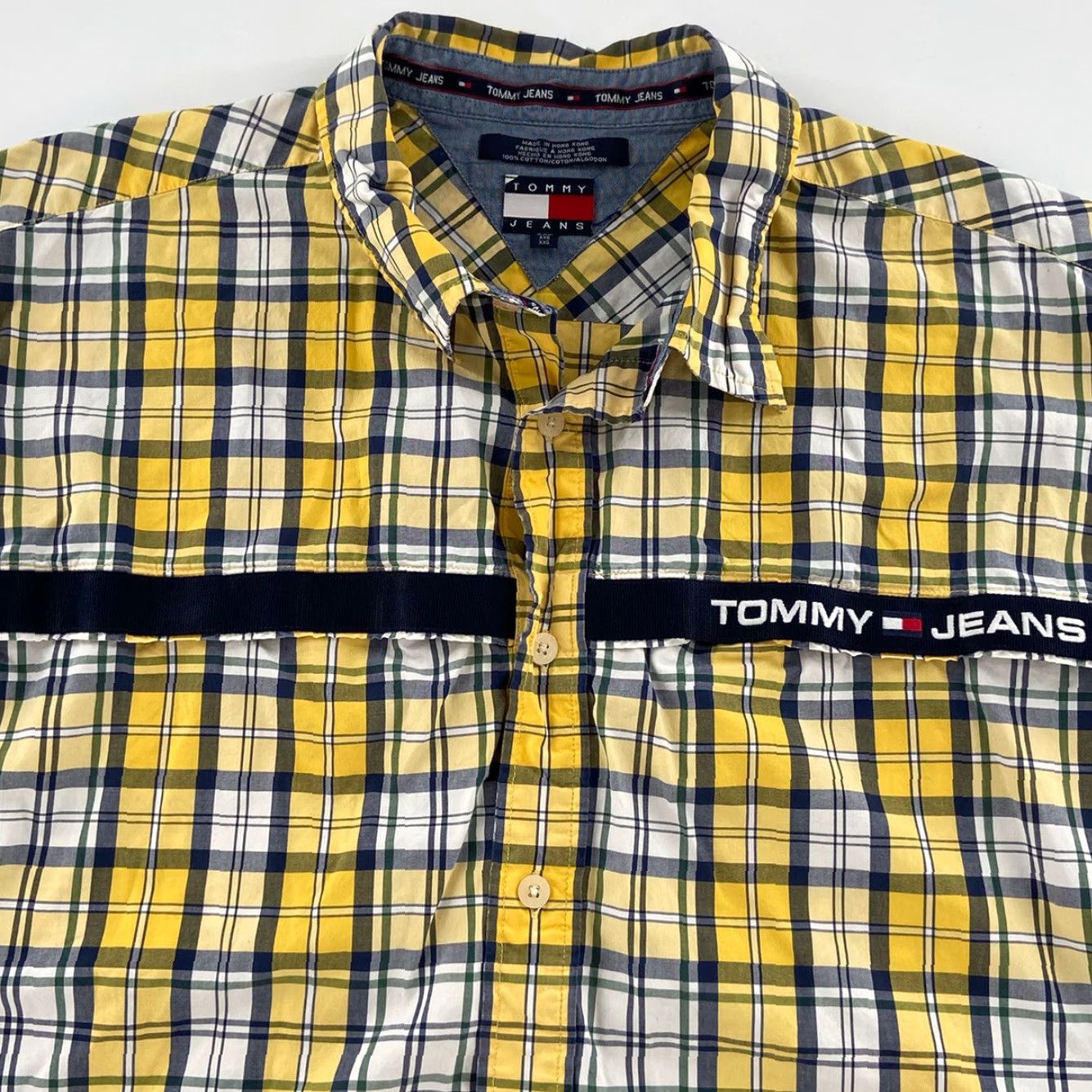 Tommy Hilfiger VINTAGE Tommy Hilfiger Plaid Button-Up Shirt Adult XXL Yellow Short Sleeve Pocket Casual Mens Size US XXL / EU 58 / 5 - 3 Thumbnail