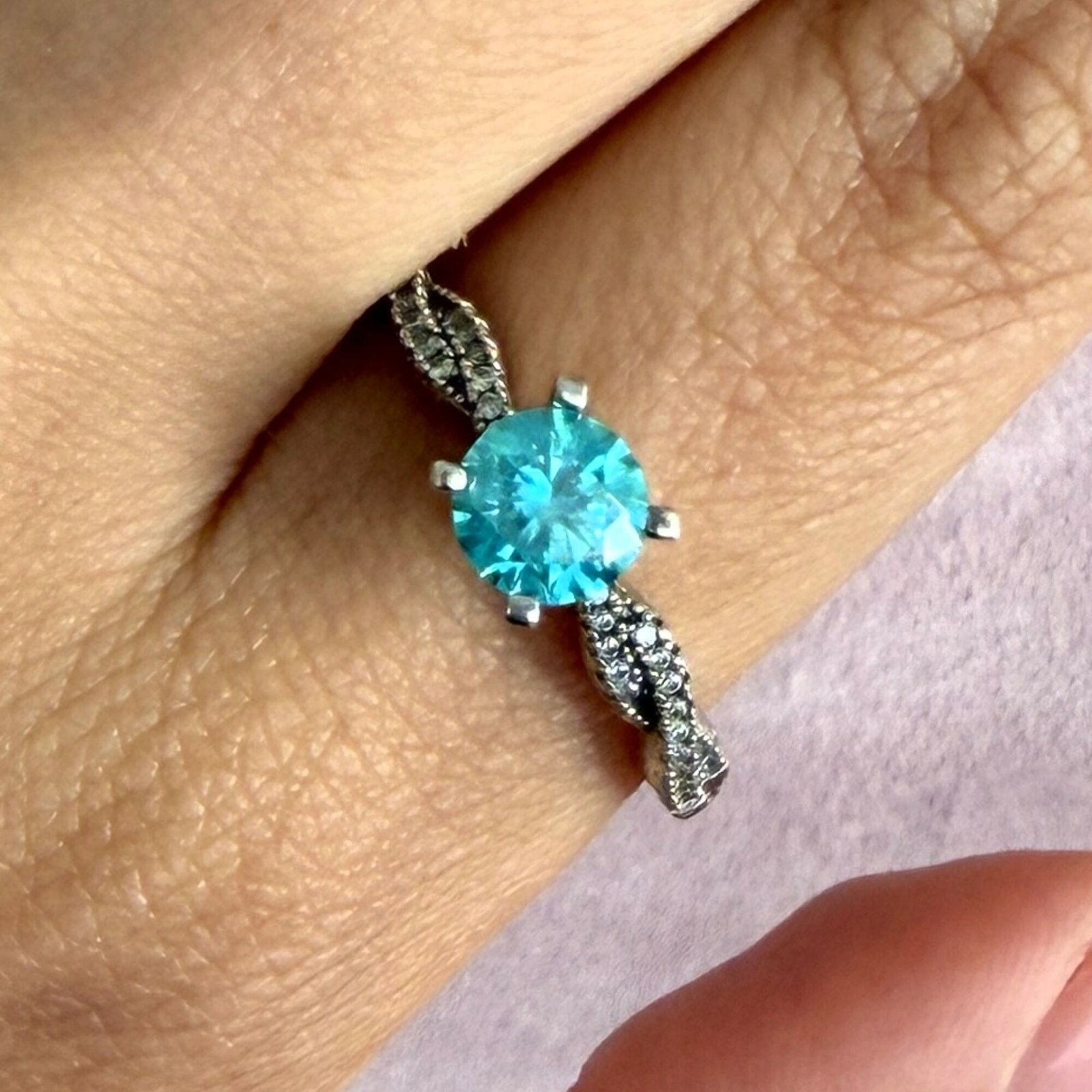Sterling Silver sterling silver round-cut blue cz ring size 10.75 Size ONE SIZE - 1 Thumbnail