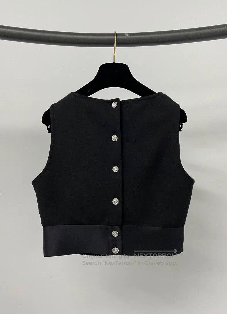 Chanel Chanel Black pearl rhinestone large double C large logo ve Size XXS / US 00 / IT 34 - 2 Thumbnail