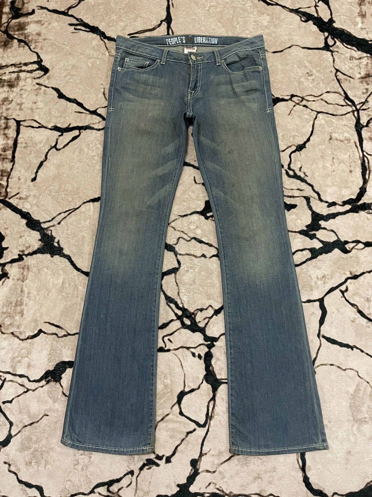 Japanese Brand FLARE 💥 People’s Liberation Washed Denim Size 33" - 2 Thumbnail