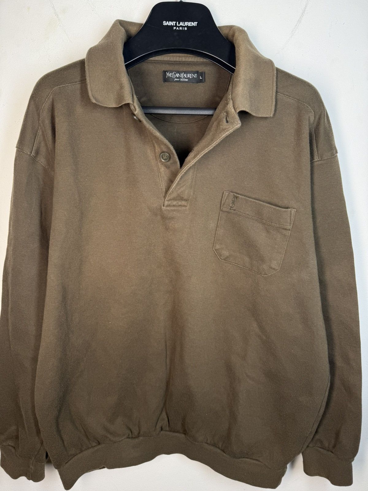 Yves Saint Laurent 90s YSL Sweatshirt 1/4 Olive Vintage Sweater Quarter Zip Size US L / EU 52-54 / 3 - 19 Thumbnail