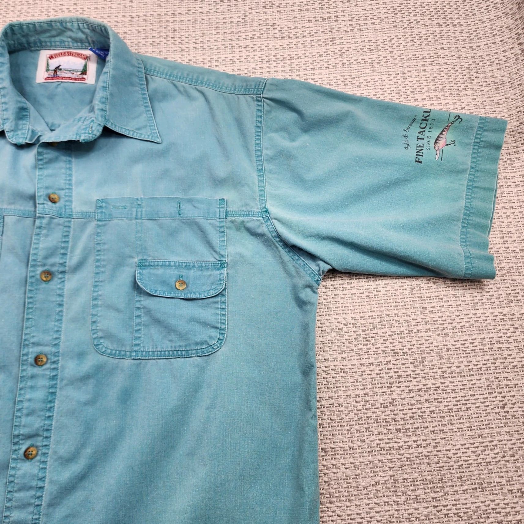 Vintage VINTAGE Field & Stream Shirt Mens L Blue Fishing Outdoors Button Up Graphic Print Embroidered Pockets Fisherman Size US L / EU 52-54 / 3 - 5 Thumbnail