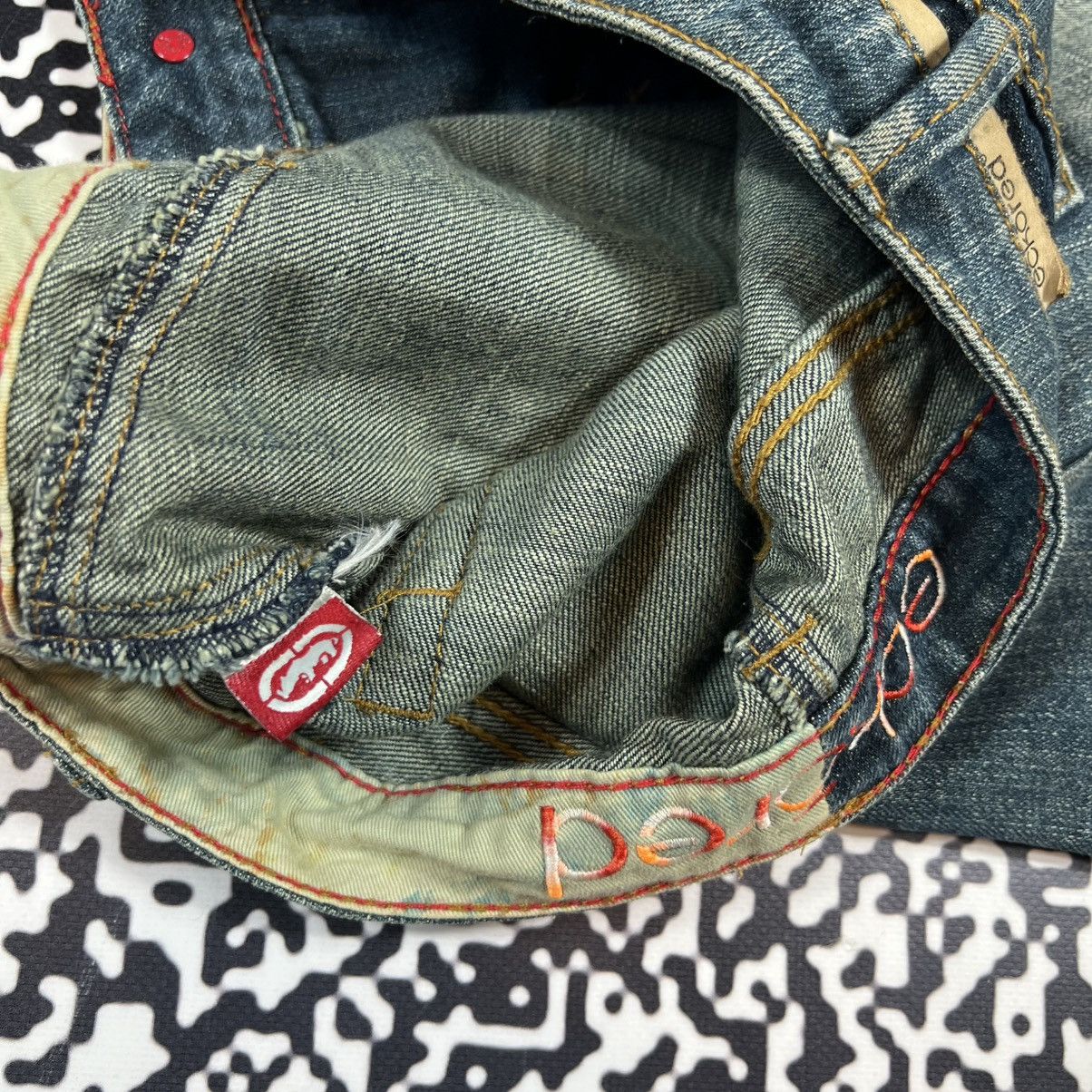 Ecko Unltd. Vintage Y2K Ecko Red Unlimeted Chain Logo Denim Mini Skirt Size 28" / US 6 / IT 42 - 18 Thumbnail