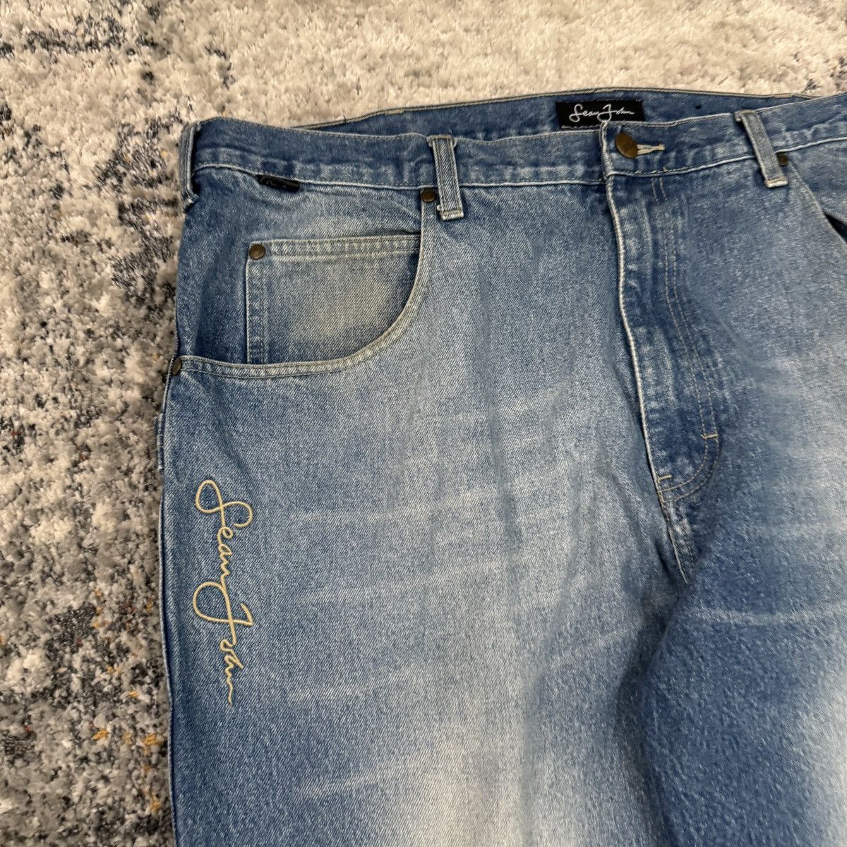 Sean John × StraightFaded × Vintage Vintage y2k Sean John faded baggy wide leg unique jeans Size US 40 / EU 56 - 6 Thumbnail