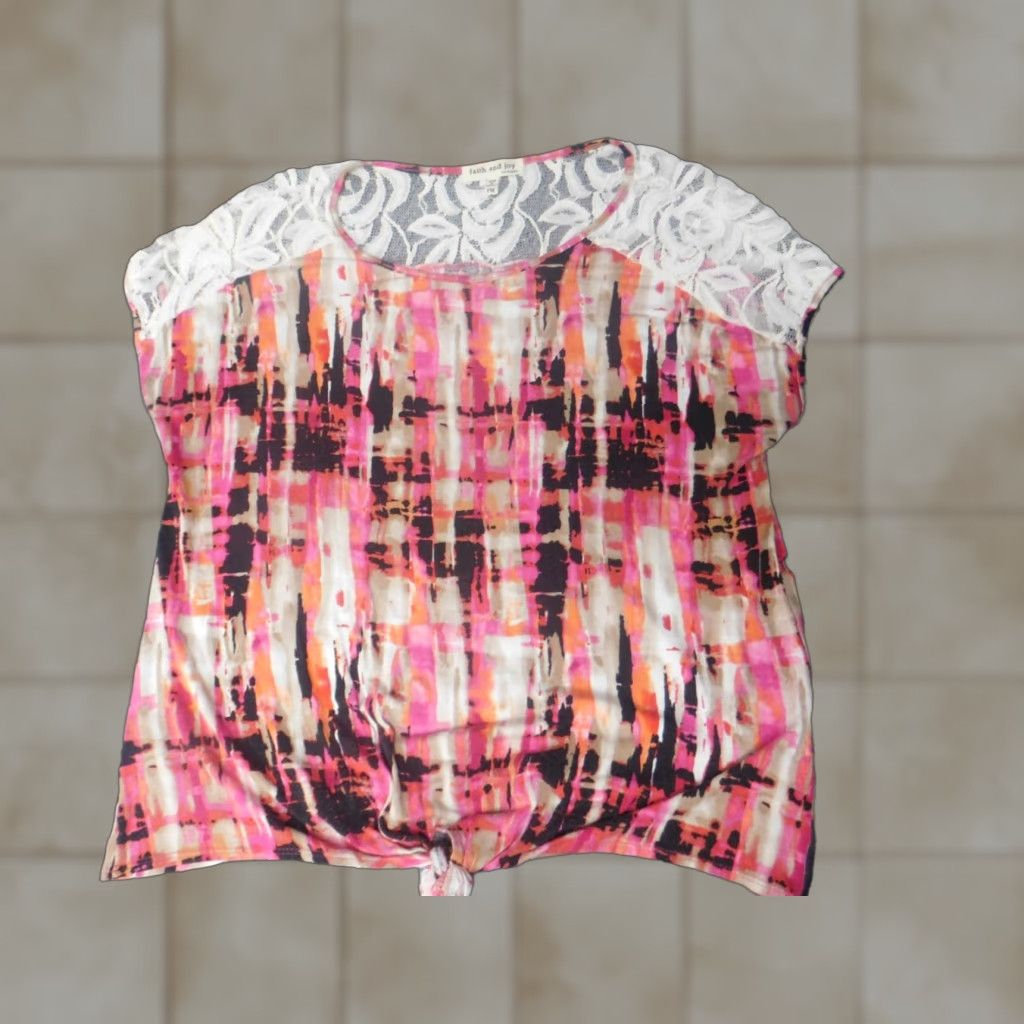 Vintage Faith and Joy Blouse Womens Pm Petites Pink Stretch Crew Neck Pullover Sleeveless Casual Rayon Button Vintage No Size M / US 6-8 / IT 42-44 - 1 Thumbnail