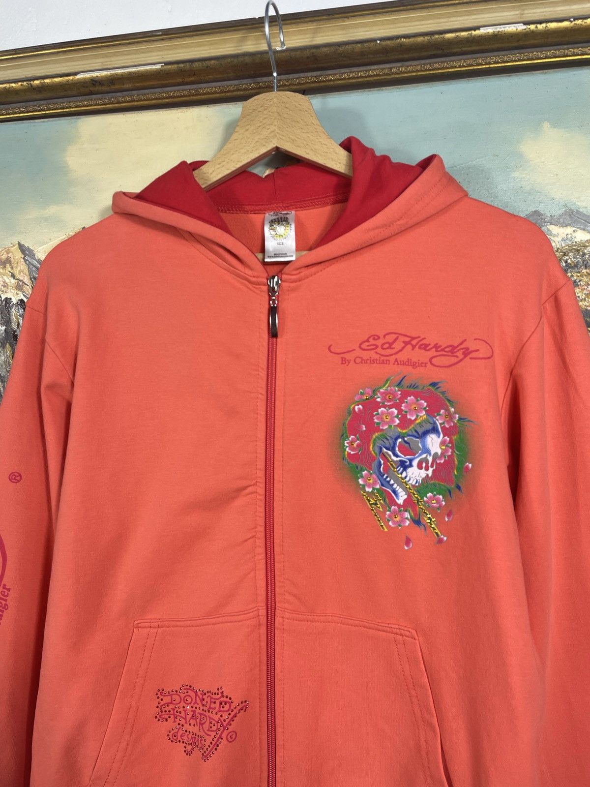 Christian Audigier × Ed Hardy × Vintage Ed Hardy Retro 00s Hoodie With Crystals Affliction Grunge Size S / US 4 / IT 40 - 5 Thumbnail