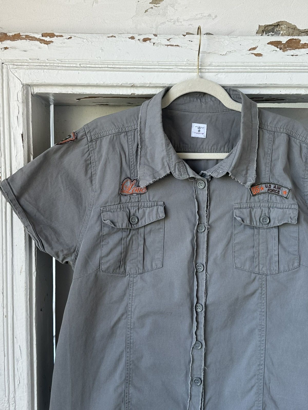 If Six Was Nine Vintage Distressed Oversized Khaki Shirt Size L / US 10 / IT 46 - 3 Thumbnail