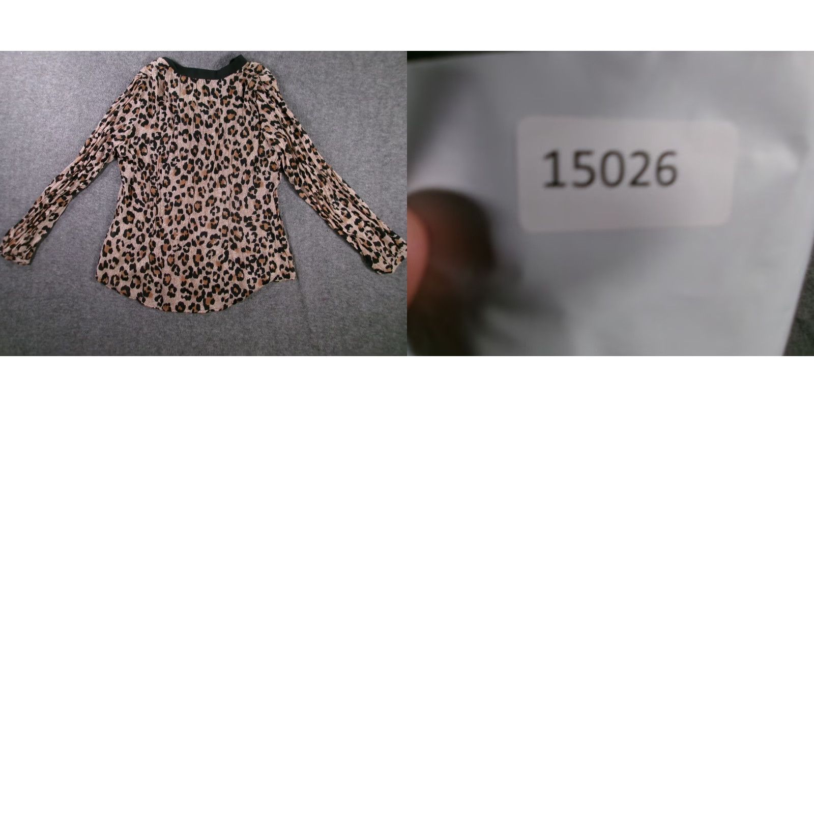 Vintage NY Collection Blouse Womens M Leopard Print Long Sleeve Button Front Tan Beige Black Puff Sleeve Pleated Shoulders V-Neck Size M / US 6-8 / IT 42-44 - 8 Thumbnail