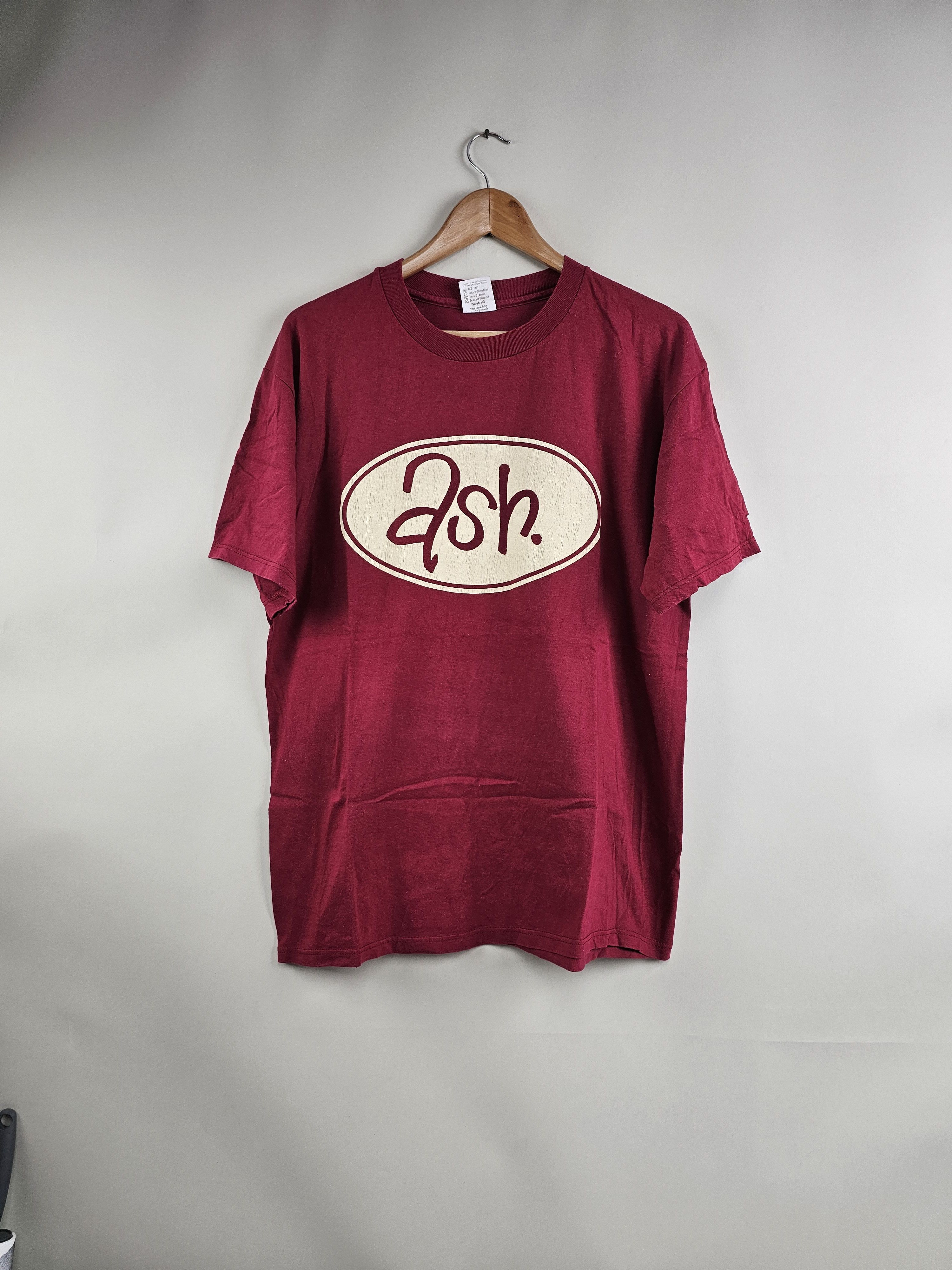 image of Band Tees x Rock Tees 90's Ash 1977 Alternative Rock Band Tee L 21.5" 28" in Burgandy (Size XL)