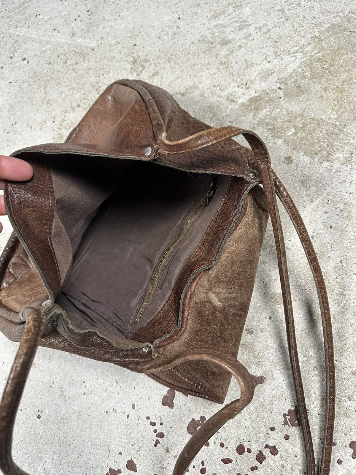 Japanese Brand Vintage 90s Brown Genuine Leather Hand Tote Bag rare utility Size ONE SIZE - 11 Thumbnail