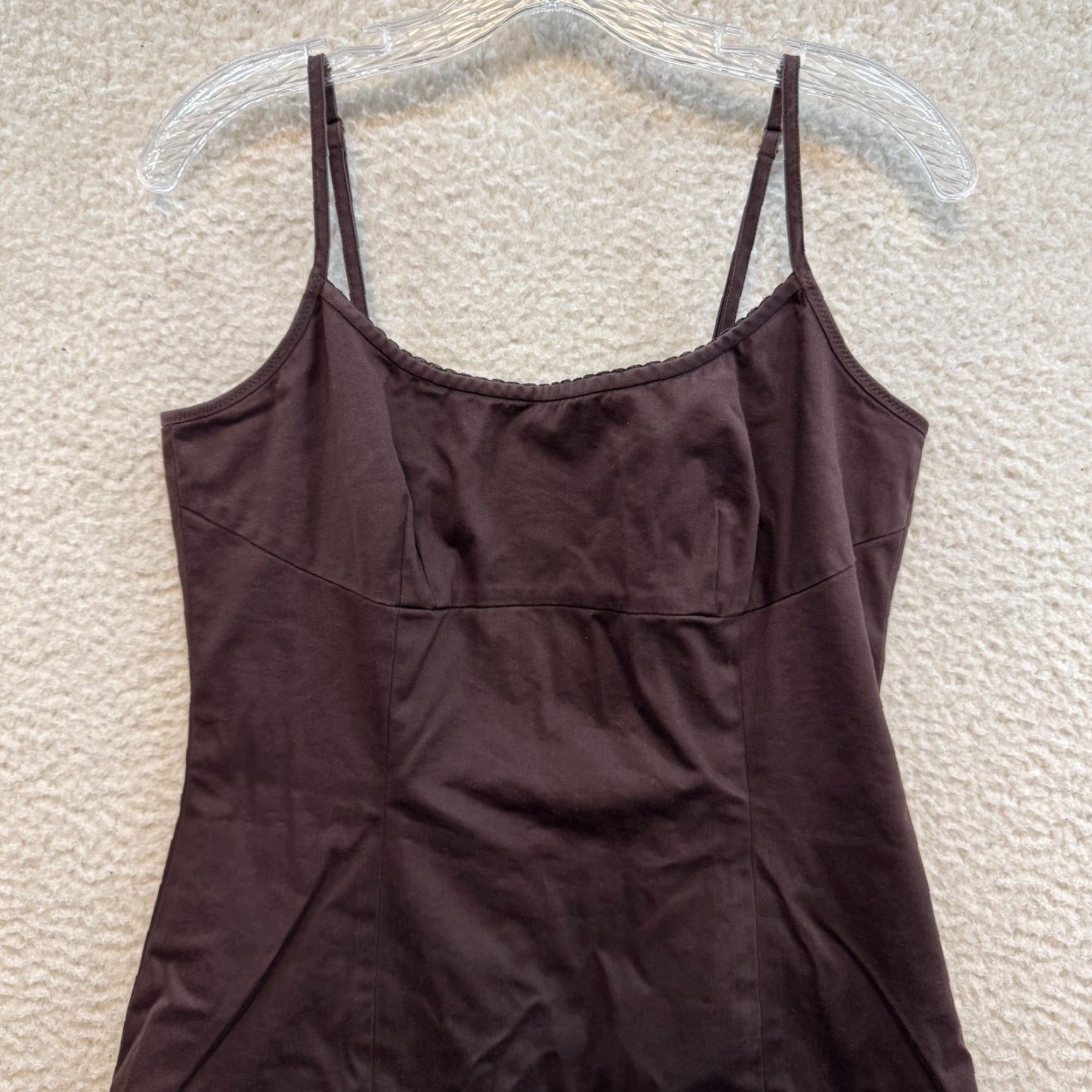 Vintage VINTAGE Y2K Tahari Shift Dress 6 Medium Brown Spaghetti Thin Strap Boho Fairy Grunge Dress Women Size M / US 6-8 / IT 42-44 - 3 Thumbnail