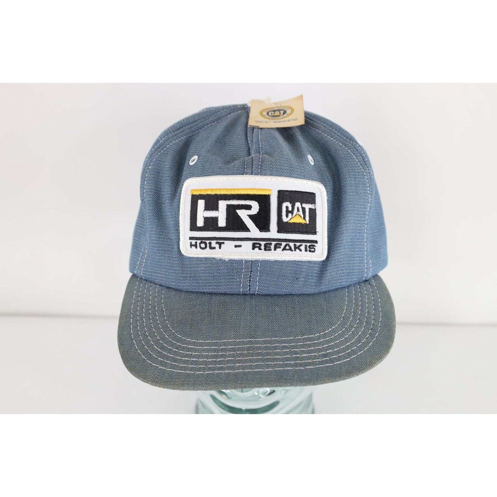 Caterpillar Deadstock Vintage 70s Caterpillar Cat Spell Out Chambray Hat Size ONE SIZE - 1 Thumbnail