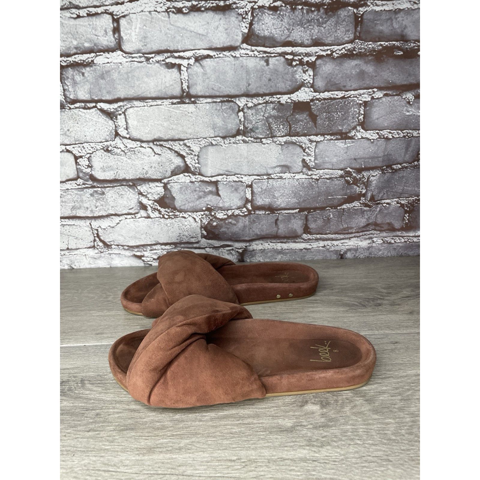 beek Beek Tesia Burnt Brown Suede Leather Slides Casual Sandals W Size US 8 / IT 38 - 8 Thumbnail