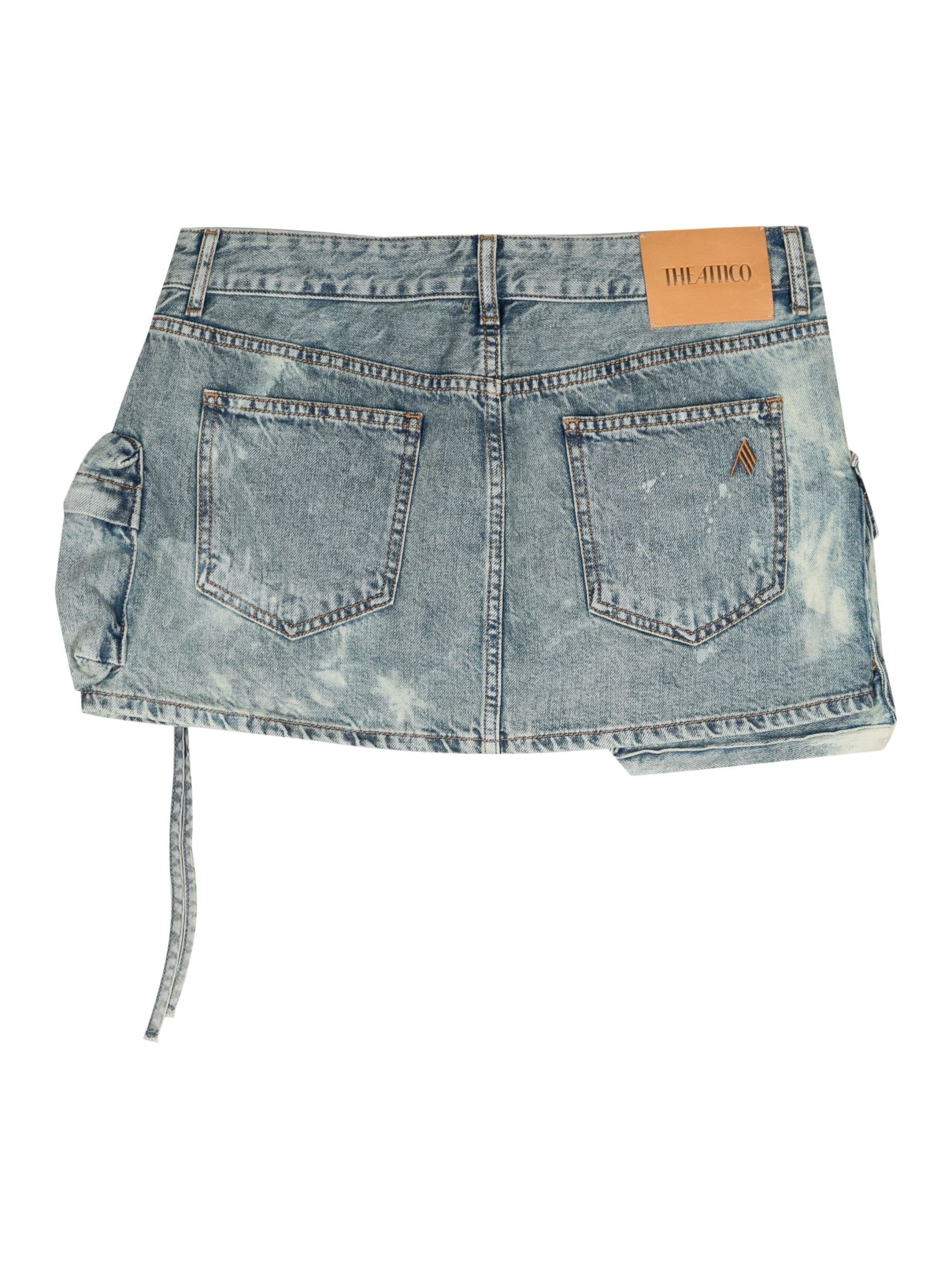 The Attico o1s22i1n1024 Denim Fay Mini Skirt in Denim Blue Size 28" / US 6 / IT 42 - 2 Thumbnail