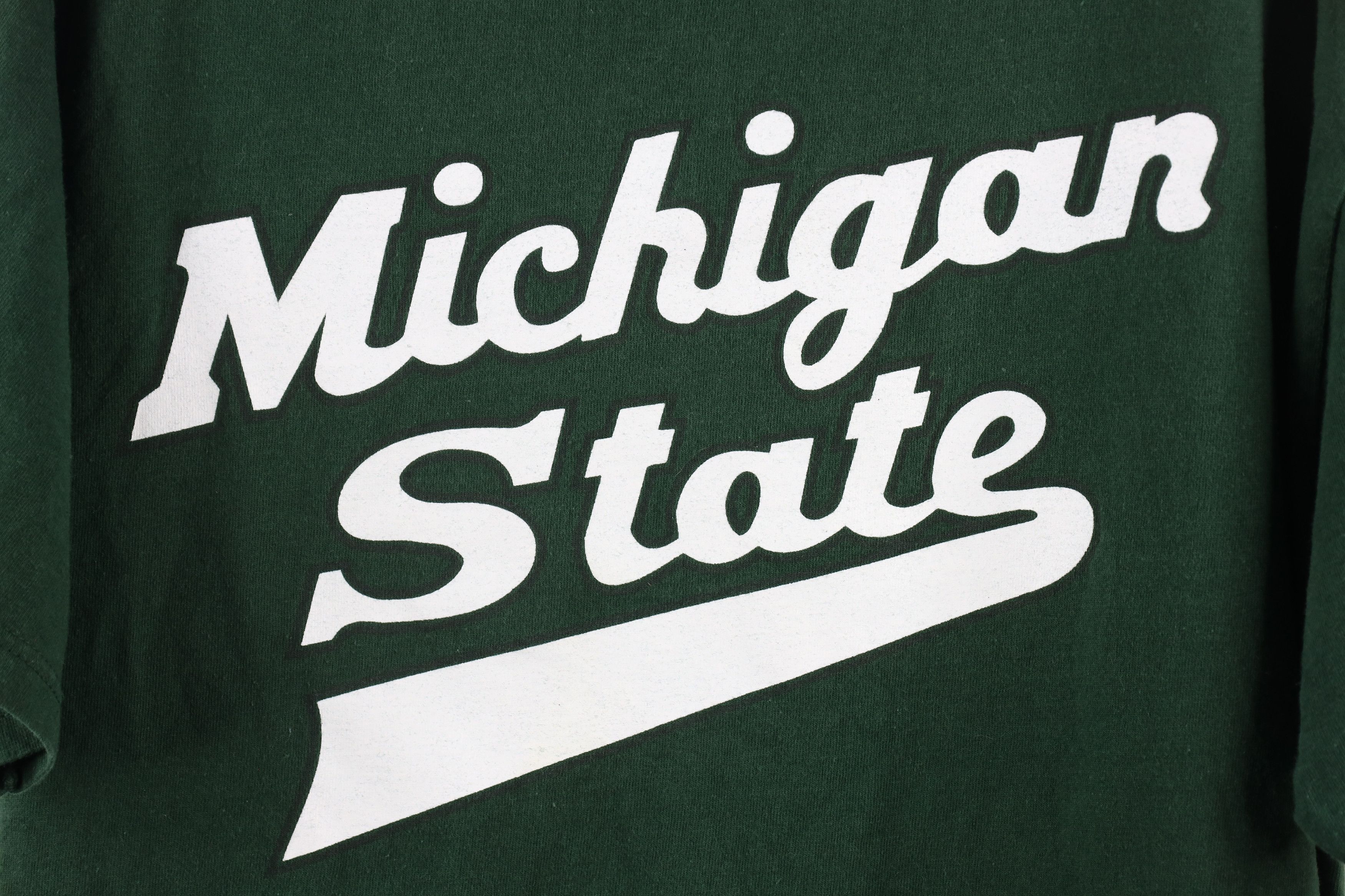 Vintage Vintage 90s Script Michigan State University T-Shirt Green Size US L / EU 52-54 / 3 - 4 Thumbnail