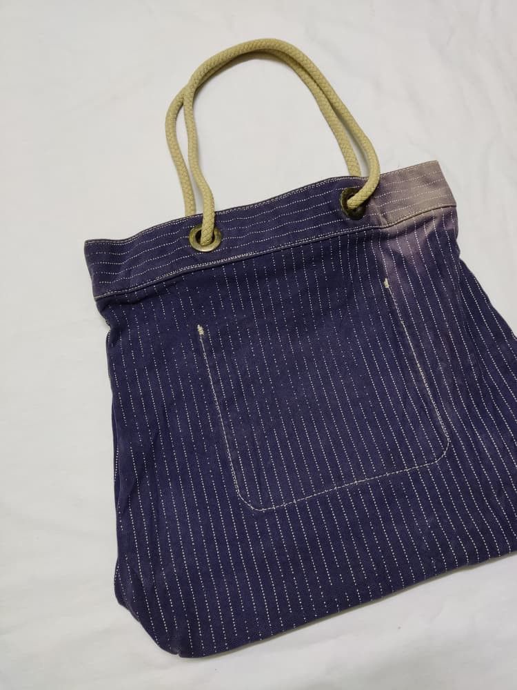 RRL Ralph Lauren Vintage RRL Double RL Wabash Stripe Letter Print Tote Bag Size ONE SIZE - 4 Thumbnail