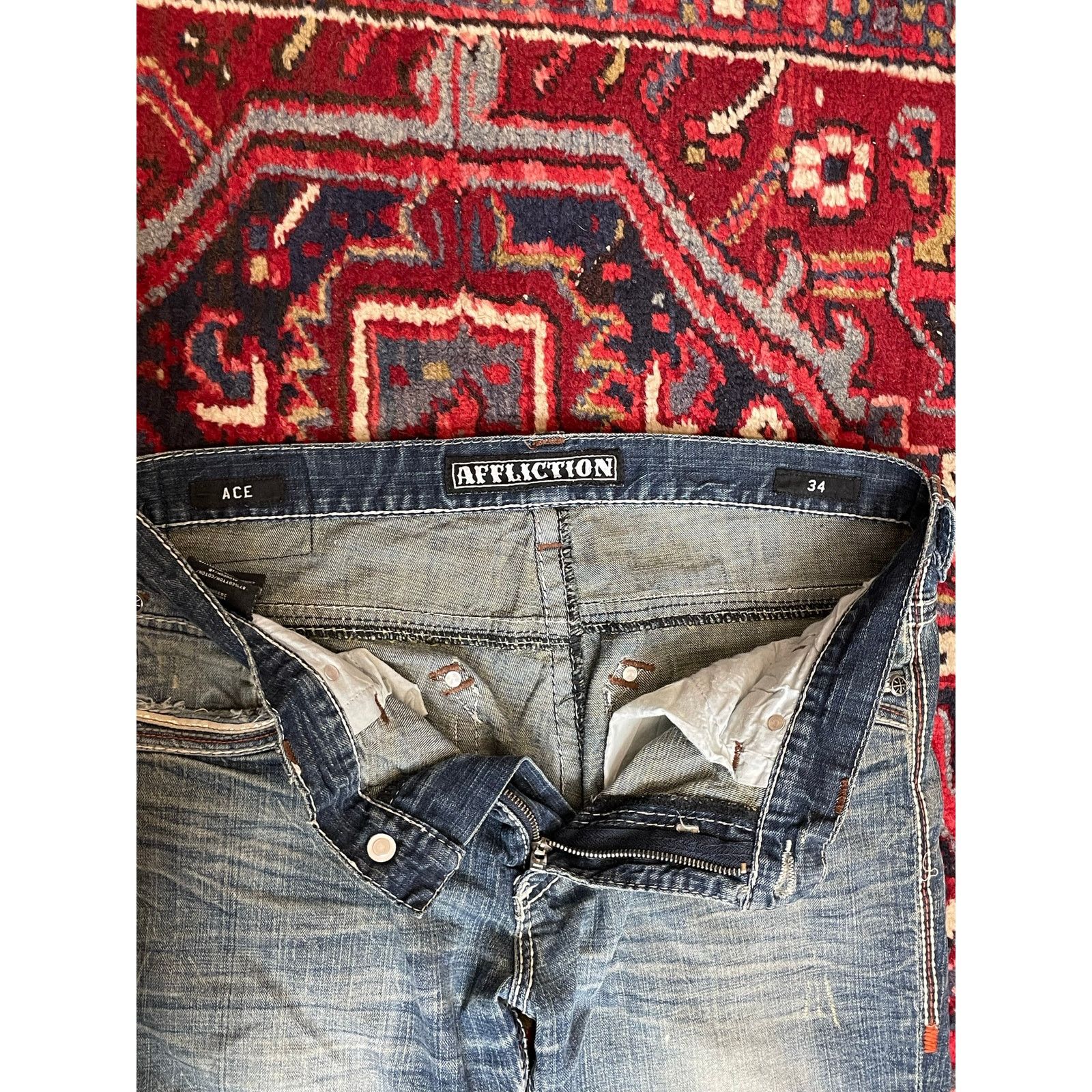 Vintage Men's Y2K Affliction Jeans 36” Ace Black Premium