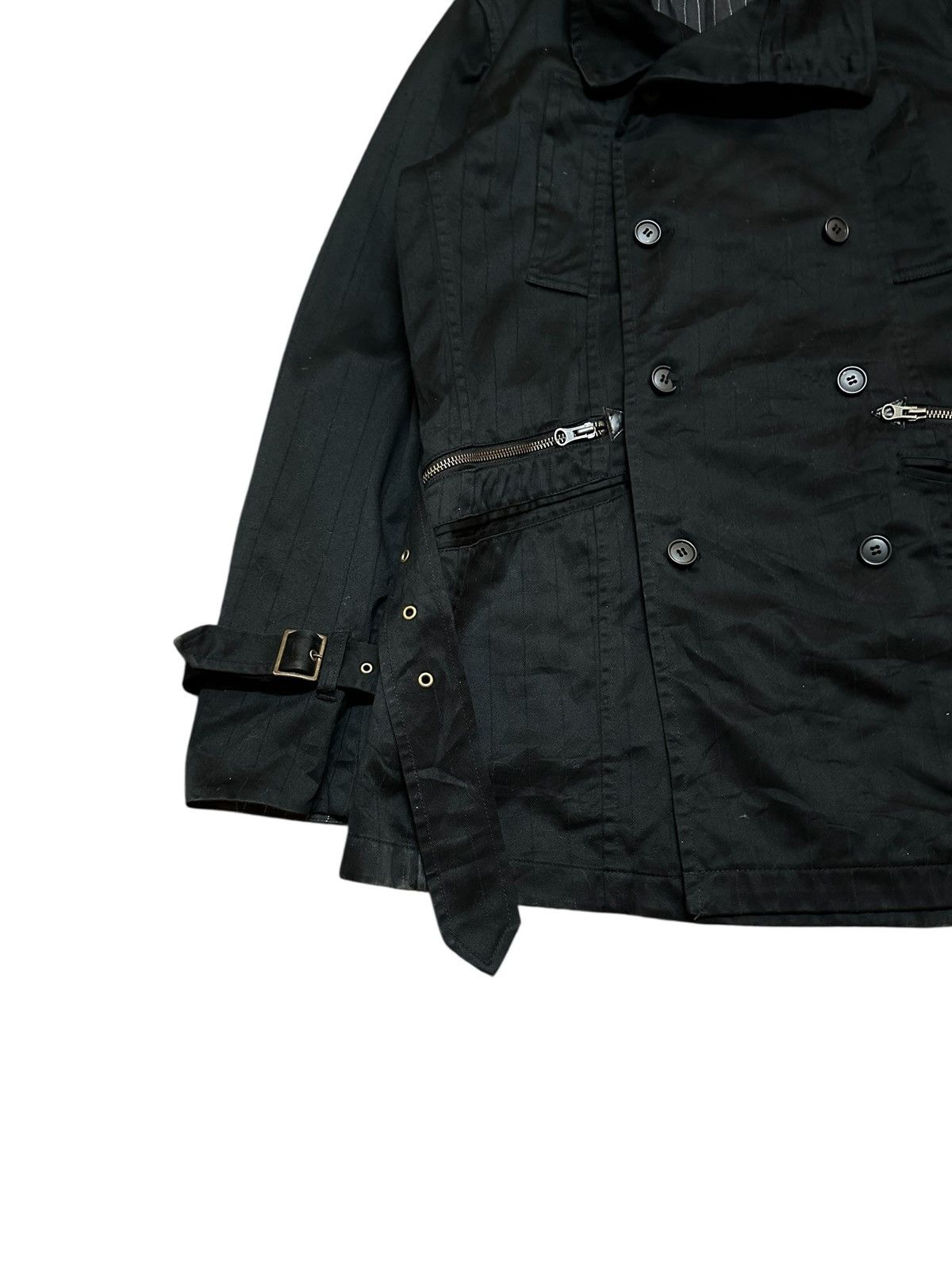 Seditionaries PPFM Black Belted Military Peacoat Jacket Double Breasted Size L / US 10 / IT 46 - 2 Thumbnail