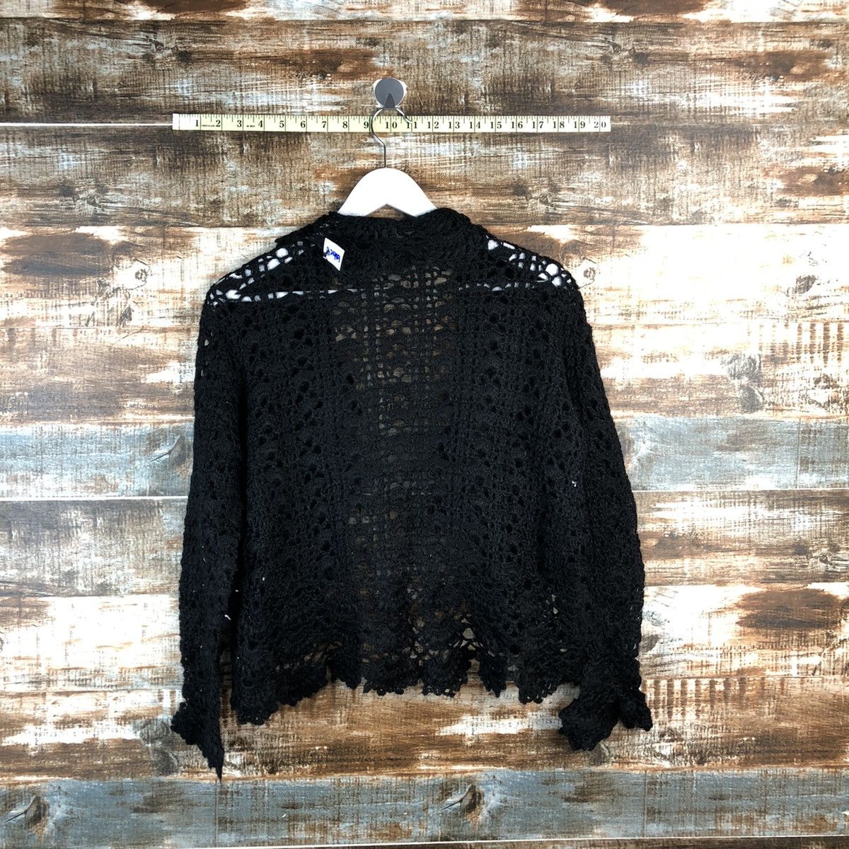 Handmade Japan vintage meshnet crochet Black knitwear #A2492 Size S / US 4 / IT 40 - 10 Thumbnail