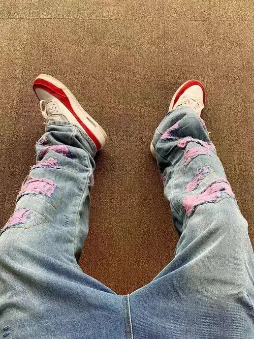 Japanese Brand × Jean High Street Washed Design Pink Ripped Jeans Size US 32 / EU 48 - 4 Thumbnail