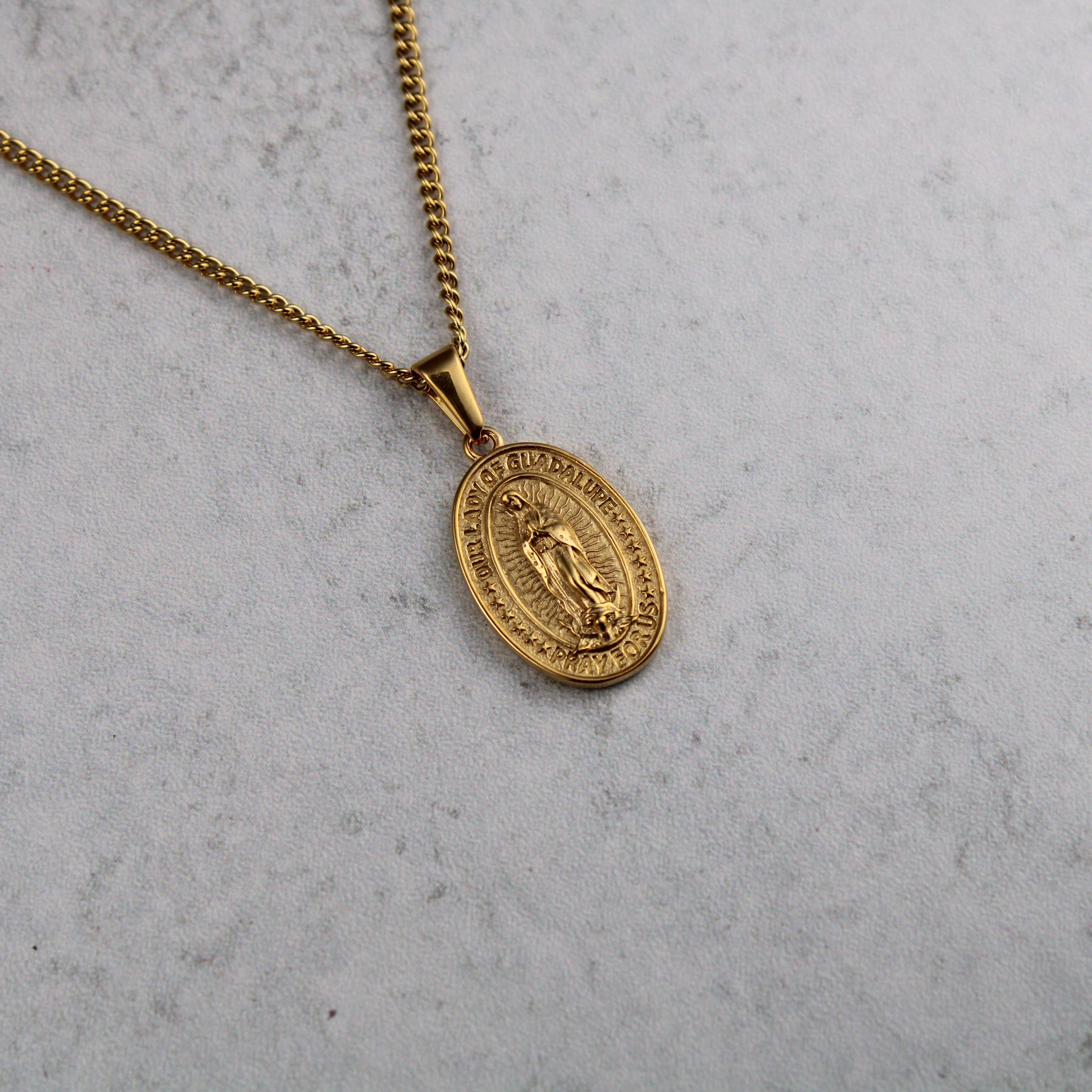 Jewelry Gold Lady of Guadalupe Pendant Chain Necklace Size ONE SIZE - 2 Thumbnail