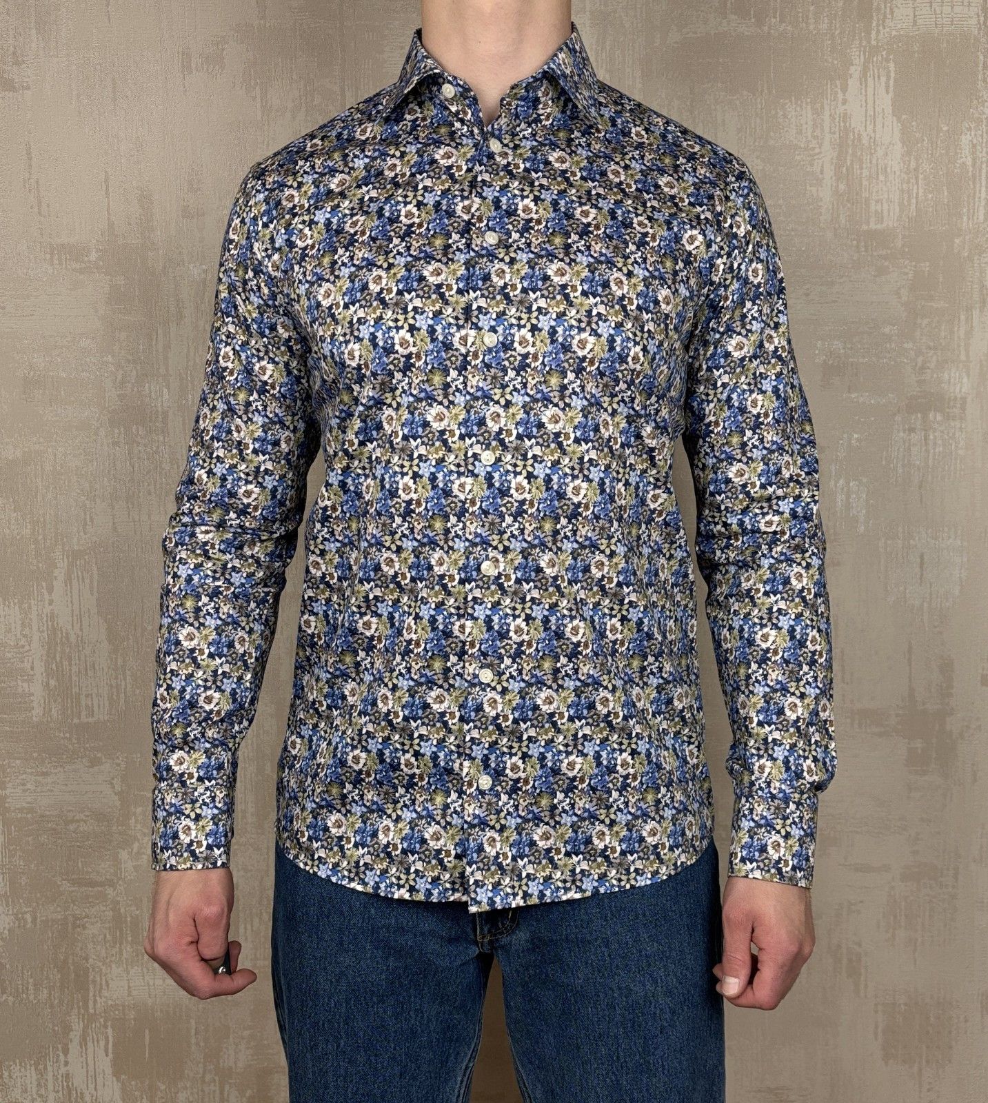 Eton Eton Floral Long Sleeve Dress Shirt Sz L (41 / 16) Slim Fit Size US L / EU 52-54 / 3 - 2 Thumbnail