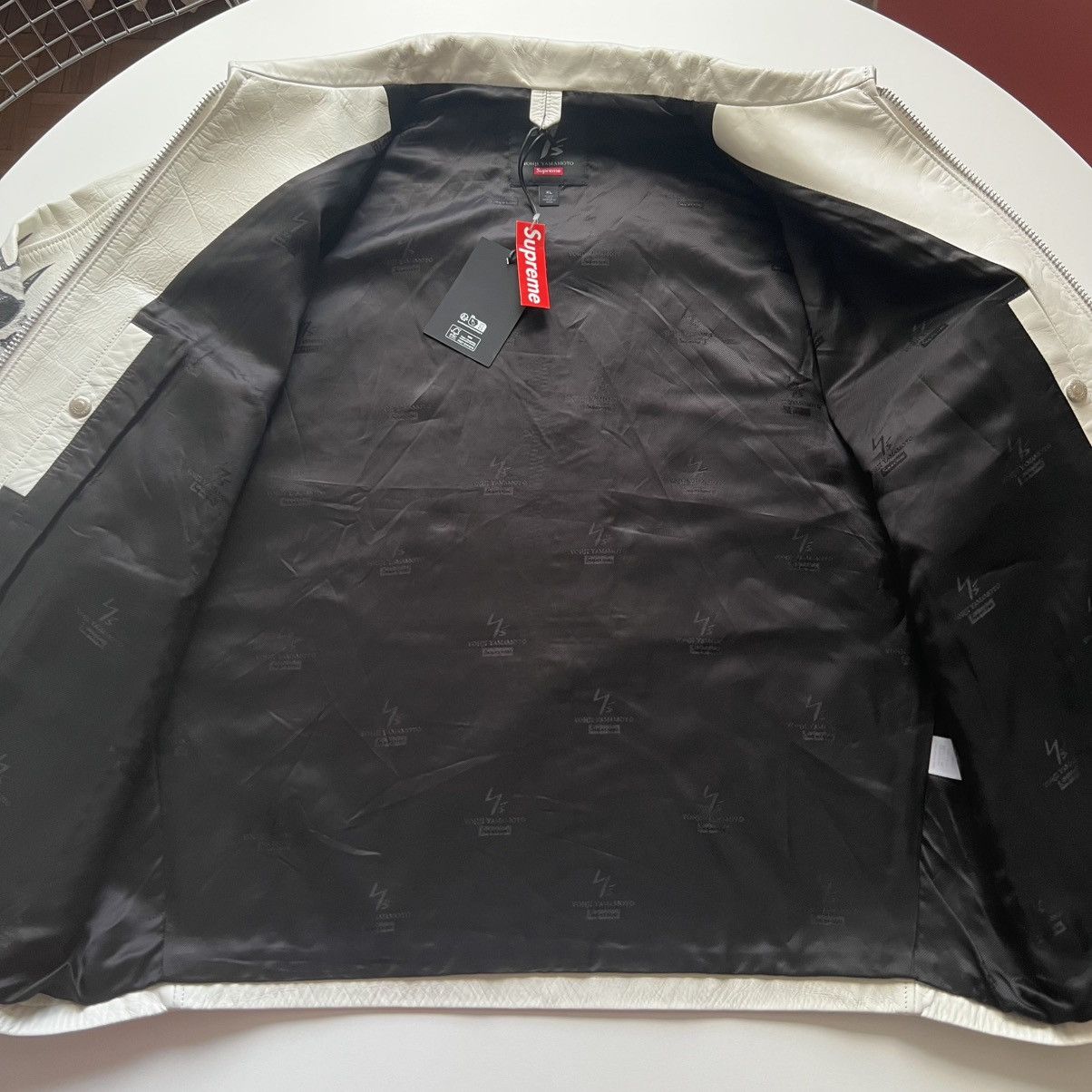 Supreme × Yohji Yamamoto Supreme Y’s by Yohji Yamamoto Leather Jacket White XL Bladee Size US XL / EU 56 / 4 - 10 Thumbnail