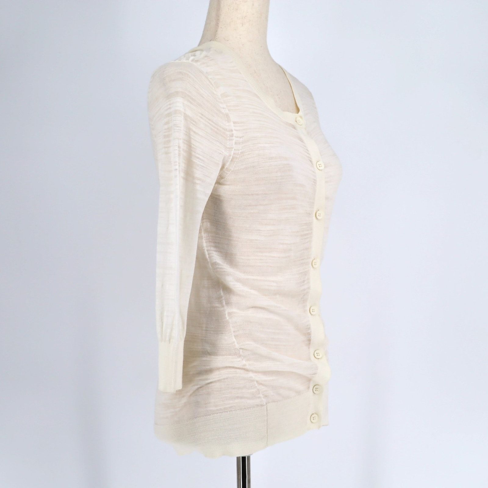 DKNY DKNY Jeans Women Ivory Long Sleeve Button Cardigan Size M Size M / US 6-8 / IT 42-44 - 2 Thumbnail