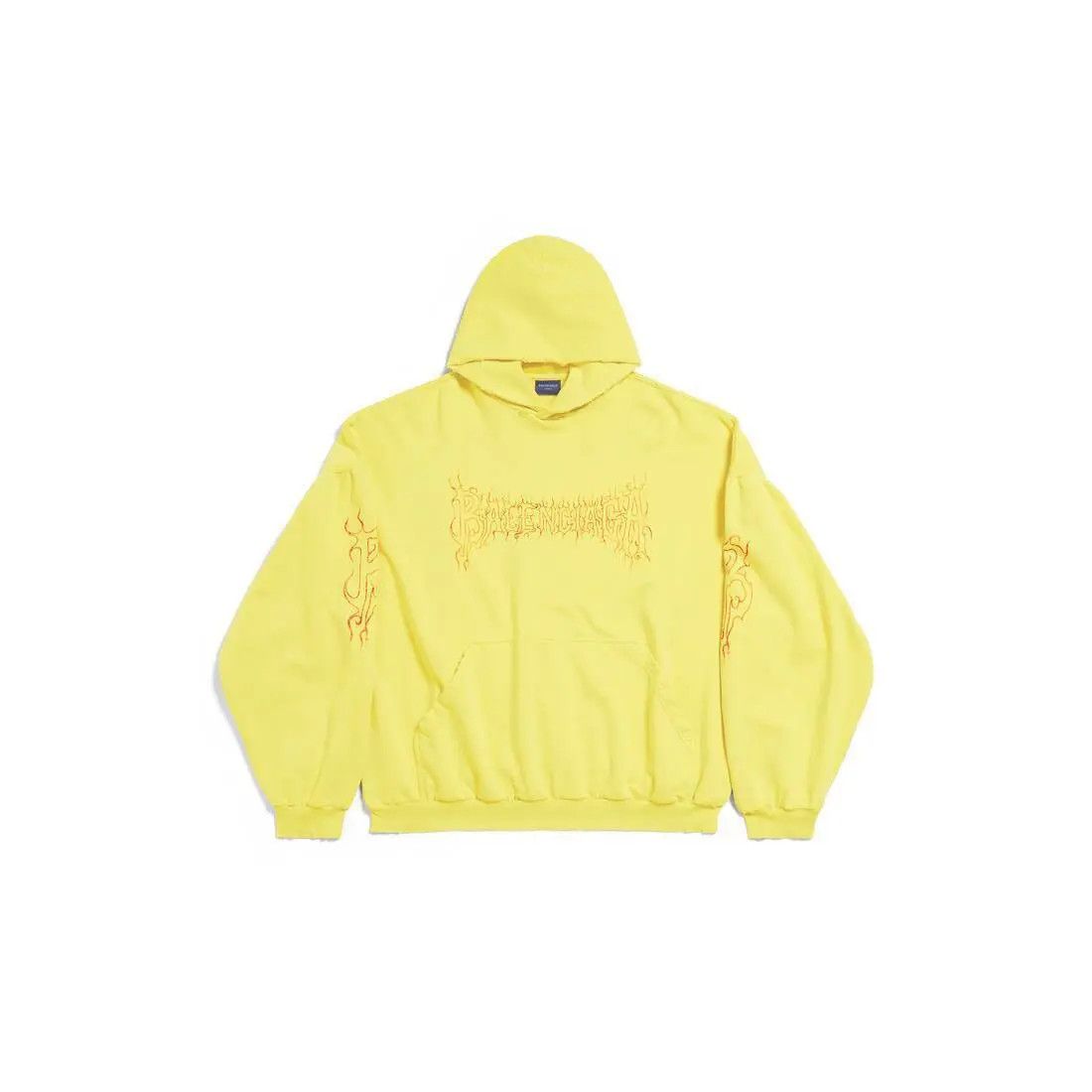 Balenciaga o1w1db11225 Darkwave Round Hoodie Oversized in Yellow Size US XL / EU 56 / 4 - 1 Thumbnail
