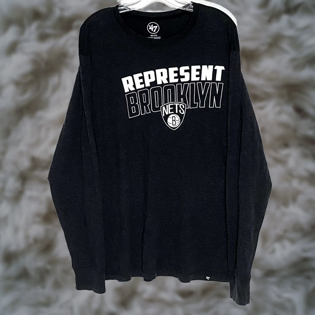 Vintage VINTAGE Represent Brooklyn Nets Basketball 47 Brand Long Sleeve Gray Shirt Mens XXL Size US XXL / EU 58 / 5 - 1 Thumbnail