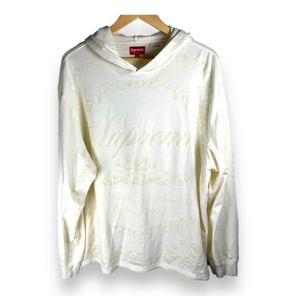 image of Supreme Celebre’ Ornate Hooded Long Sleeve Top Men’S XL | Designer Streetwear in White, Men's