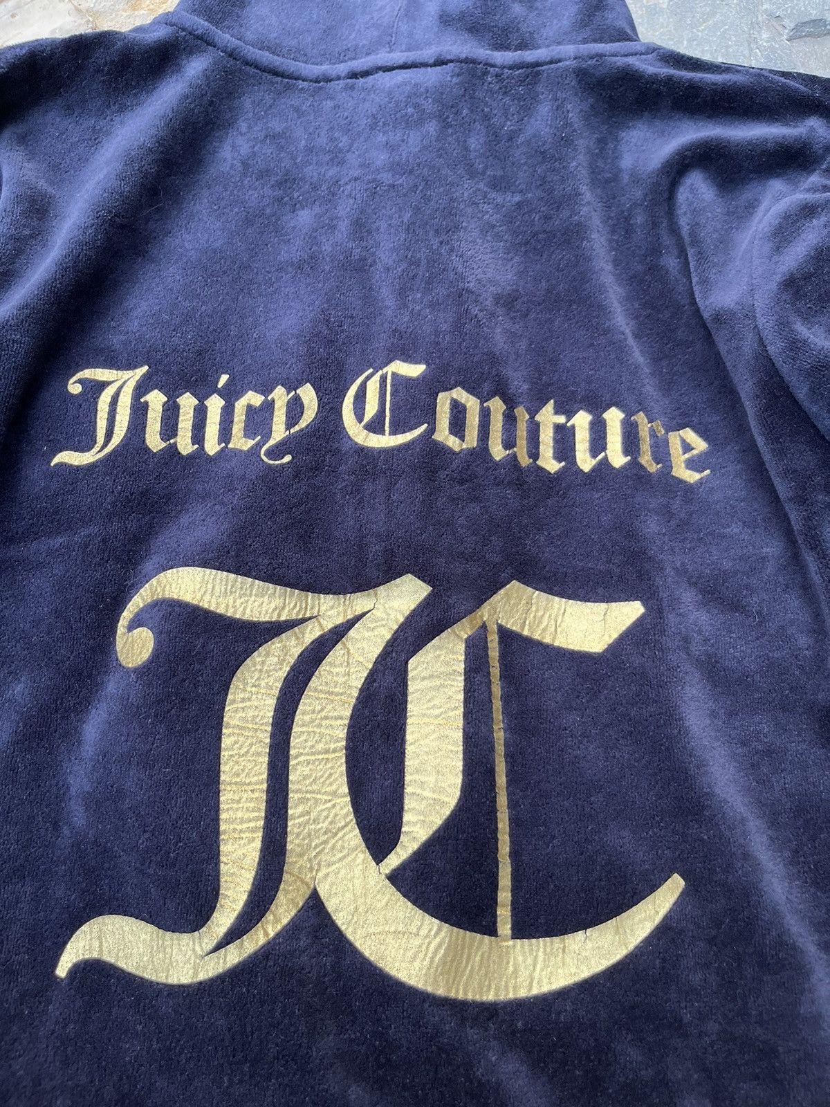 Juicy Couture × Vintage Vintage Juicy Couture y2k velvet black label zip hoodie gold Size L / US 10 / IT 46 - 19 Thumbnail