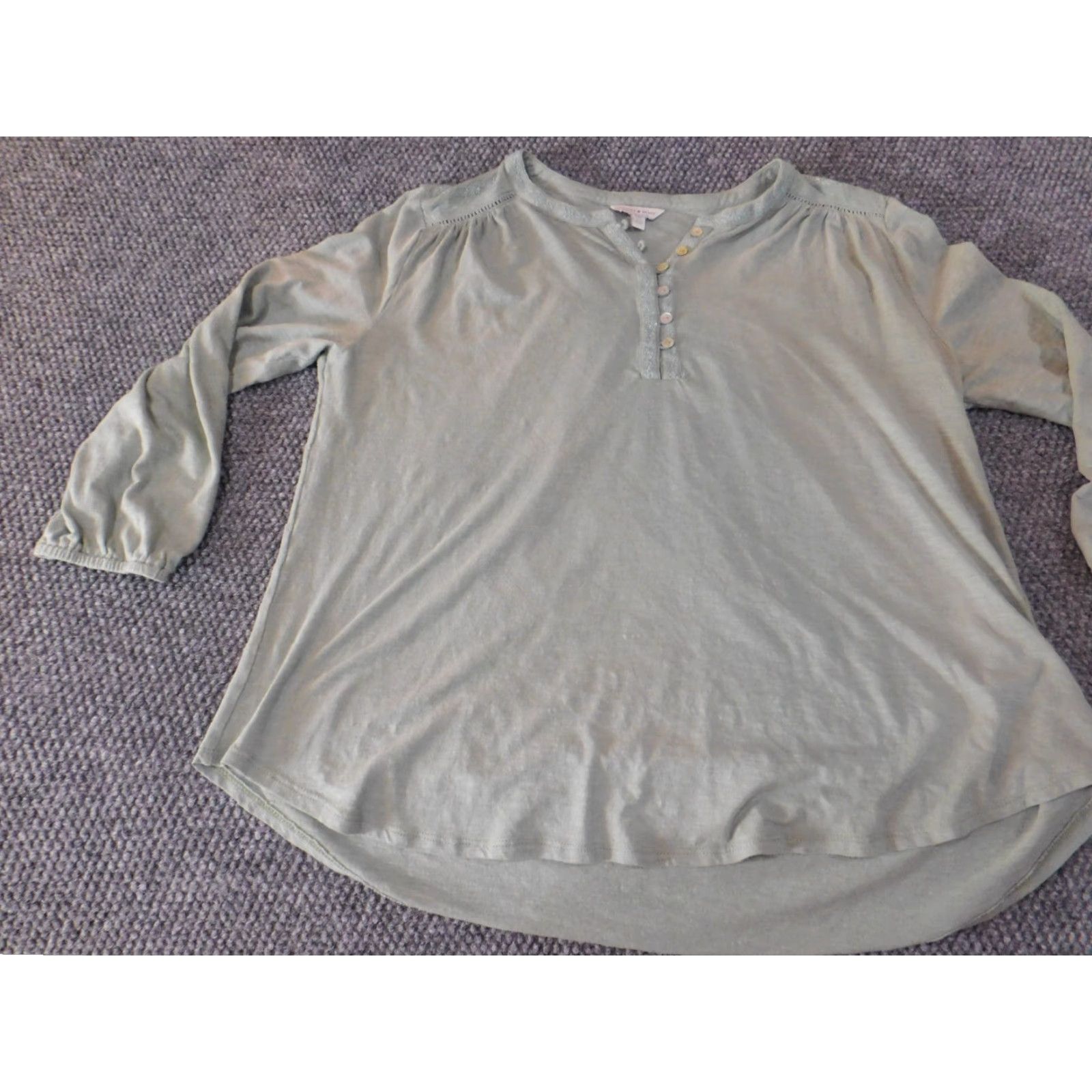 Lucky Brand Lucky Brand top Womens Large green Henley Pullover button casual classic Shirt Size L / US 10 / IT 46 - 3 Thumbnail