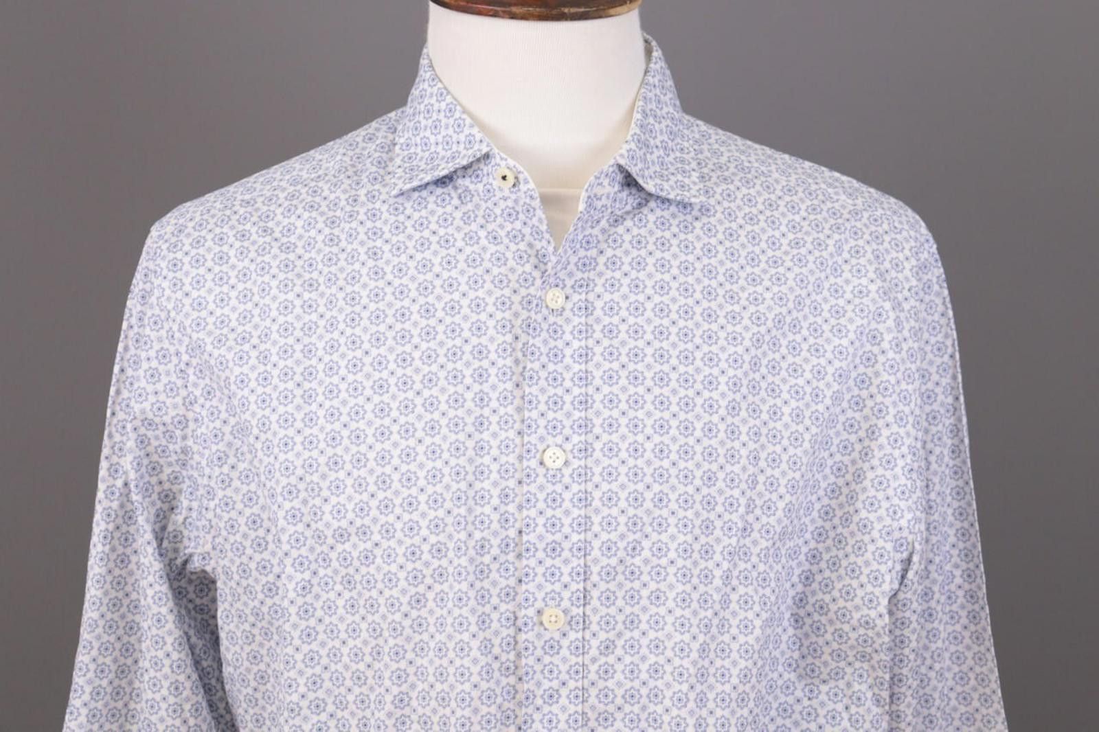Designer Hackett London Slim Fit White Printed Shirt Size 2XL Size US XXL / EU 58 / 5 - 2 Thumbnail