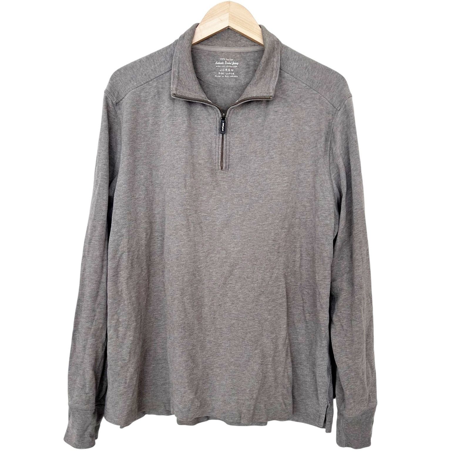 J.Crew J. Crew Gray Quarter Zip Sweater Sz L Size US L / EU 52-54 / 3 - 1 Thumbnail