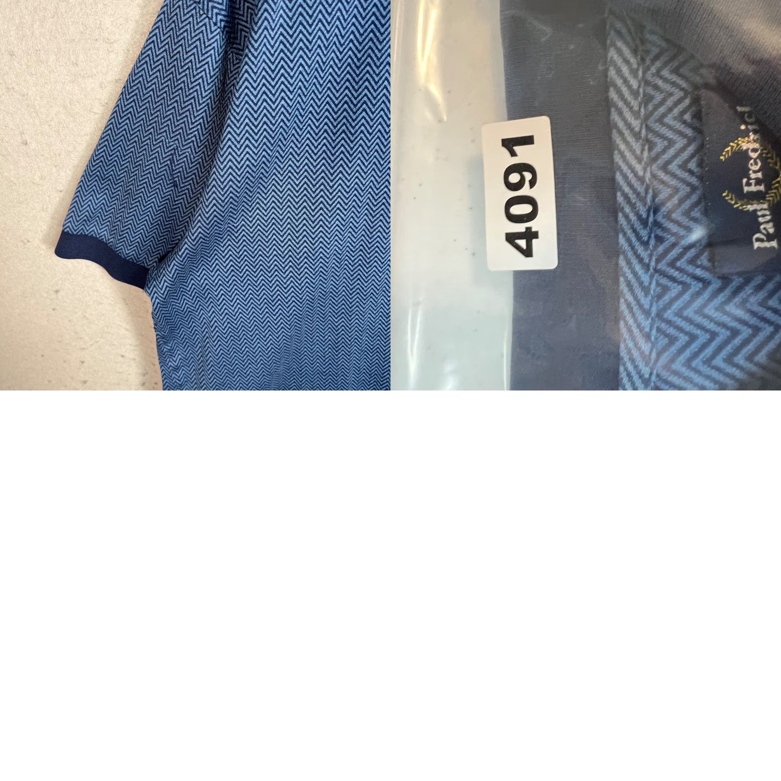 Vintage Paul Fredrick Mens Large Blue Chevron Polo Shirt 100% Cotton Short Sleeve Polo Shirt Blue Mens Large 100% Cotton Golf Casual Summer Spring Size US L / EU 52-54 / 3 - 8 Thumbnail