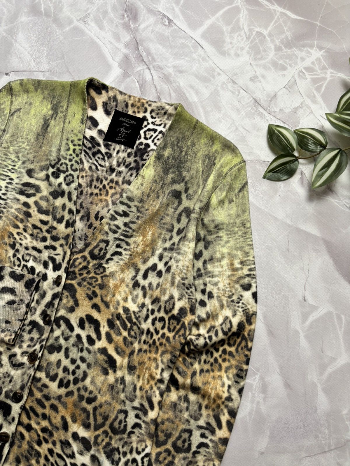 Other Marc Cain Leopard Animal Print Longline Knit Cardigan Button Size S / US 4 / IT 40 - 3 Thumbnail