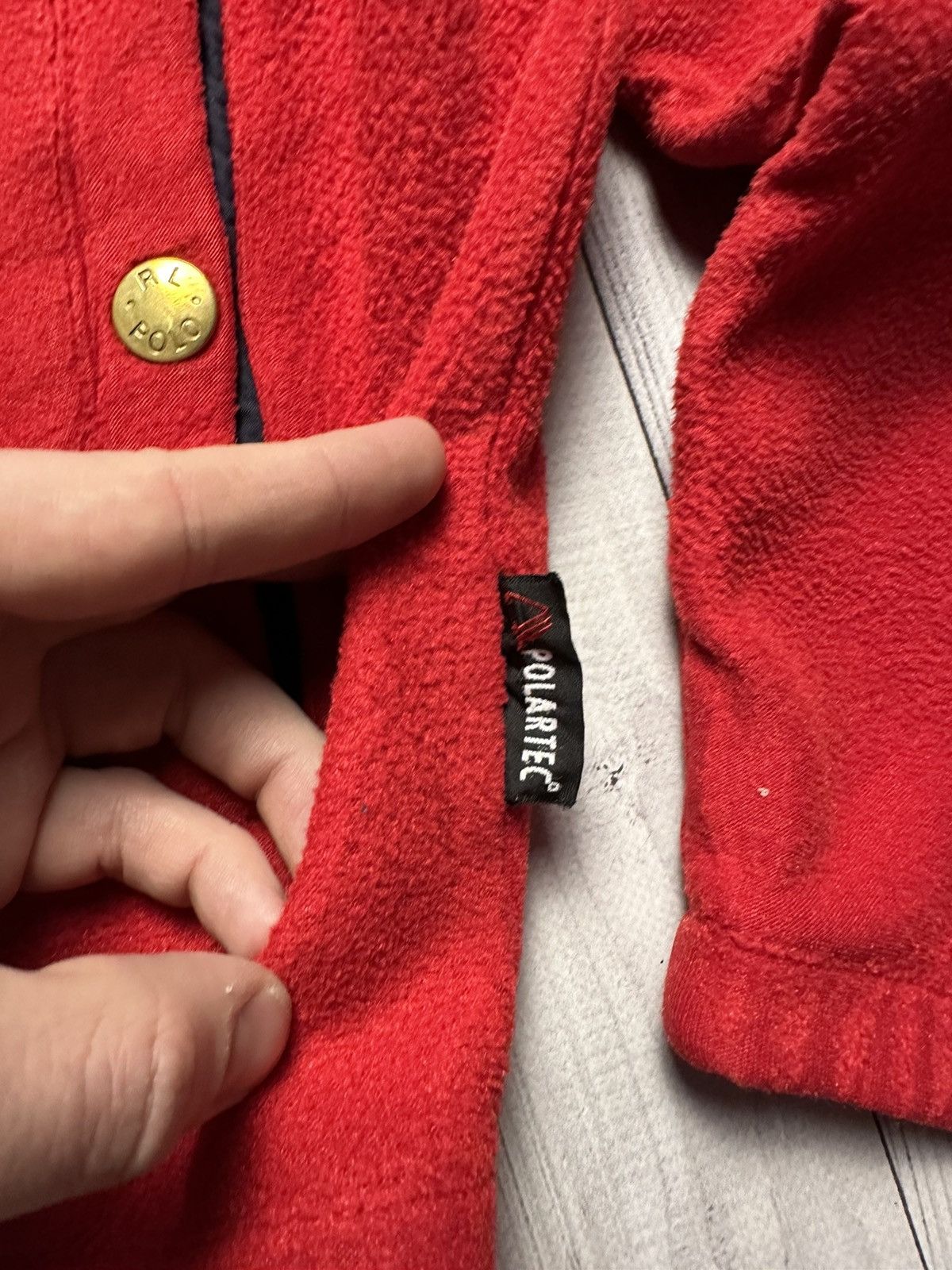 Vintage Vintage polo Ralph Lauren fleece jacket red rare size L Size US L / EU 52-54 / 3 - 8 Thumbnail