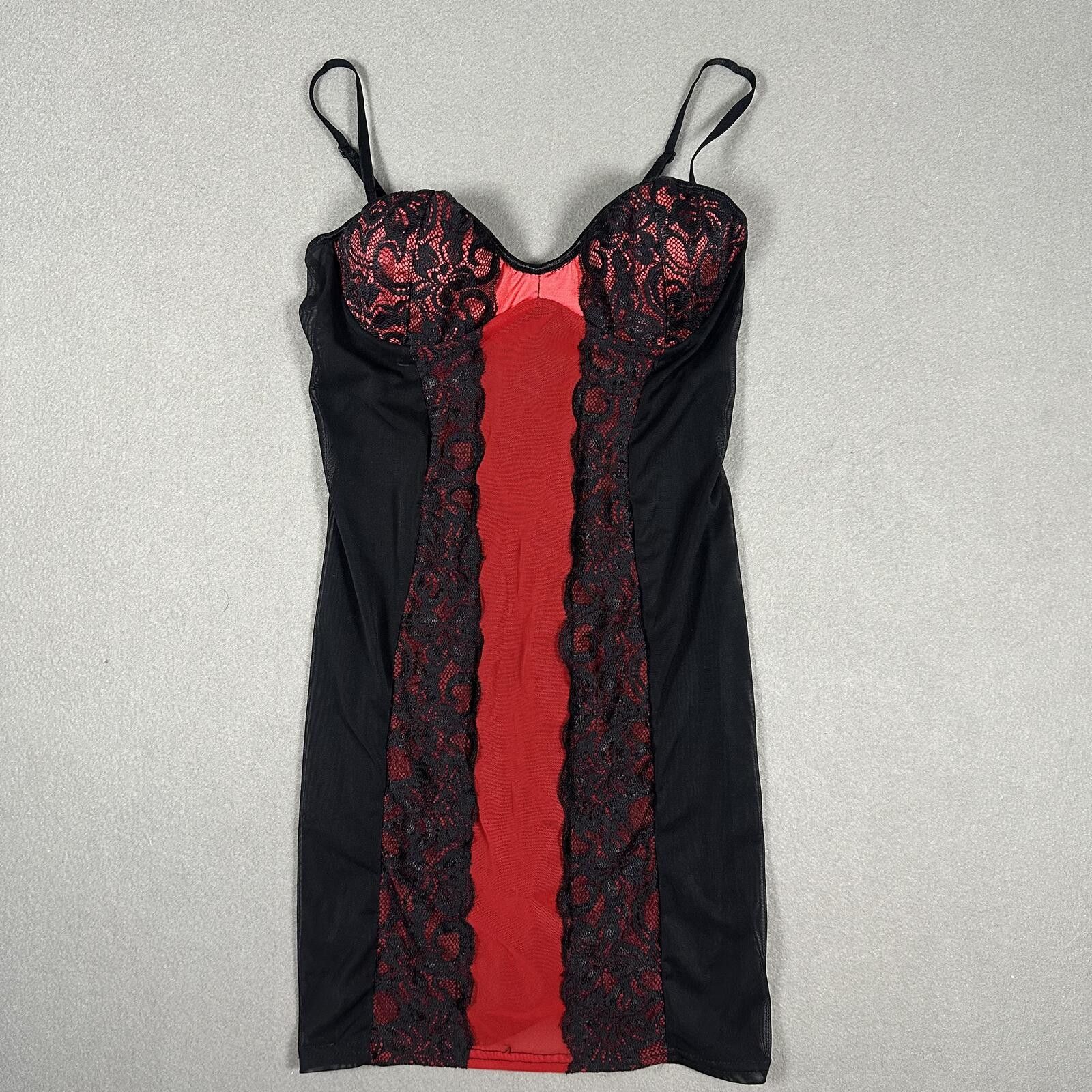 Colette Women’s Lingerie Slip Red Black Lace Up Goth Vintage Size M / US 6-8 / IT 42-44 - 1 Thumbnail
