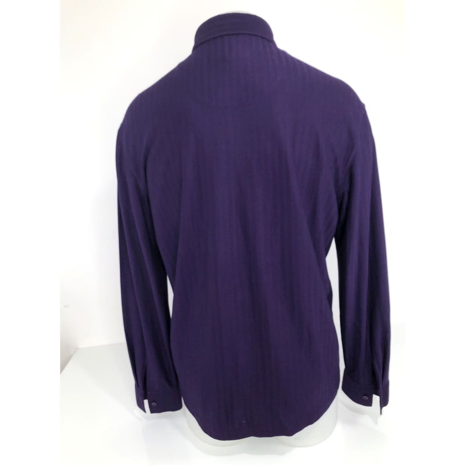 Vintage JHANE BARNES - Herringbone Embossed 100% SILK Mens Shirt S Purple Long Sleeve Button-Up Shirt Men XS-Size? Size US S / EU 44-46 / 1 - 4 Thumbnail