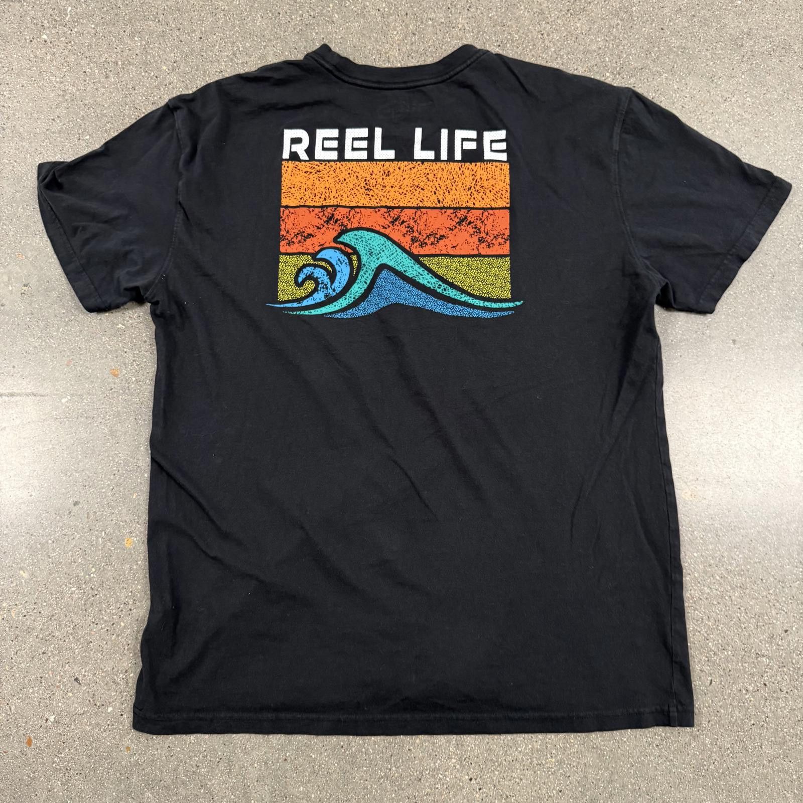 Reel Legends Reel Life Spell Out Logo T-Shirt XL Black Size US XL / EU 56 / 4 - 1 Thumbnail