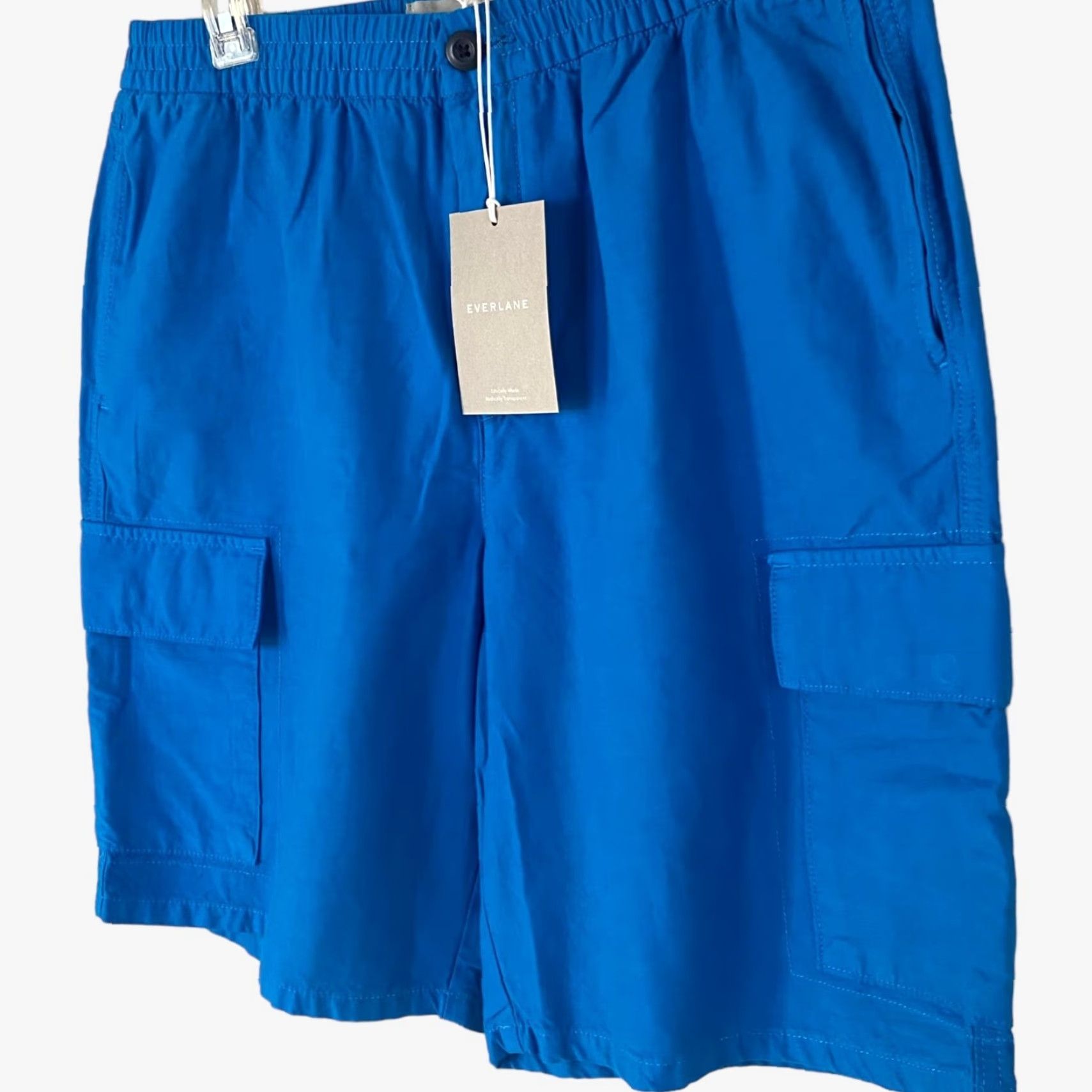 Everlane VINTAGE Everlane Cargo Shorts Men Large Organic Cotton Linen Blend Blue Casual Outdoor New Size US 33 - 2 Thumbnail