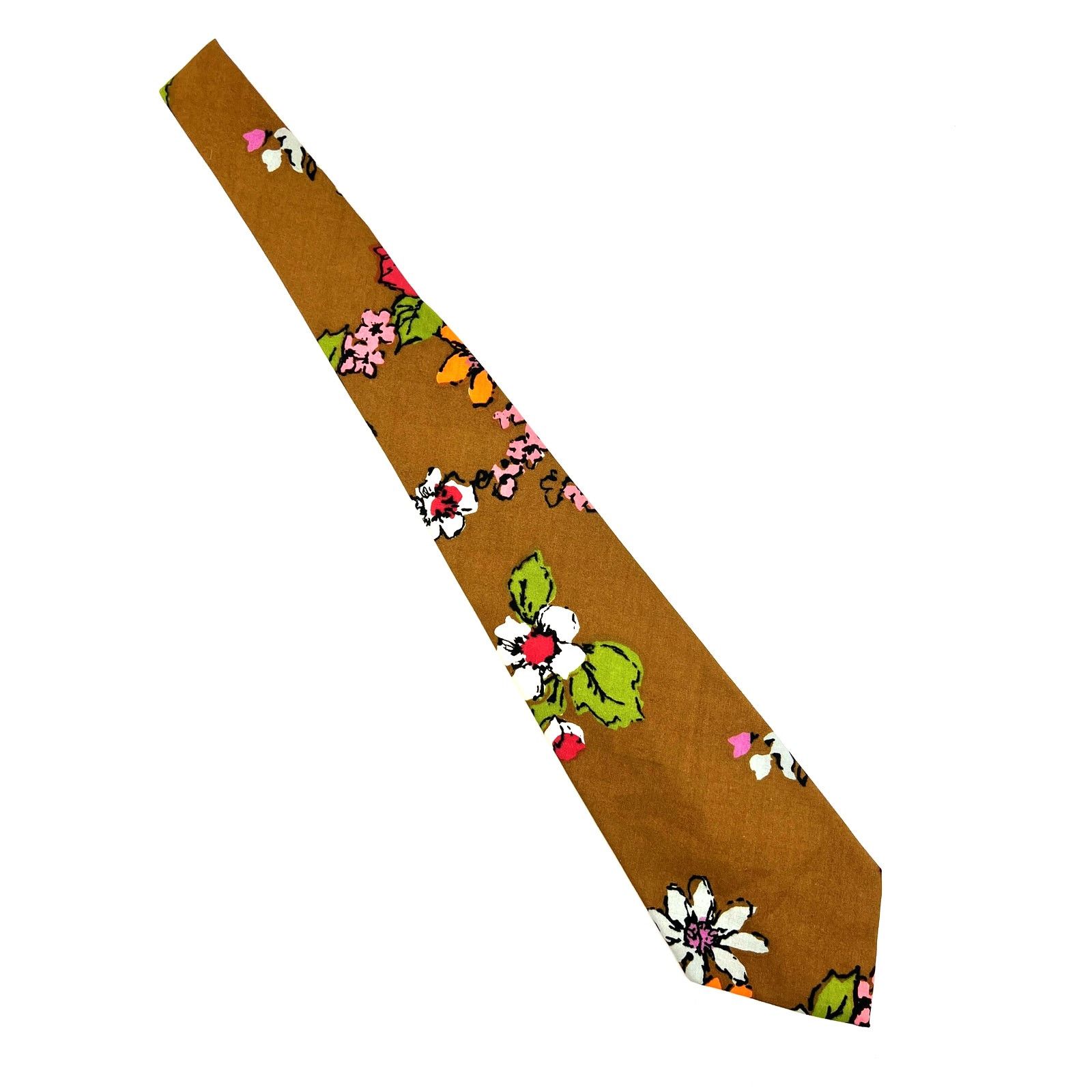 Vintage 70s Vintage Floral Tie Stitch and Quilt Association Brown Size ONE SIZE - 2 Thumbnail
