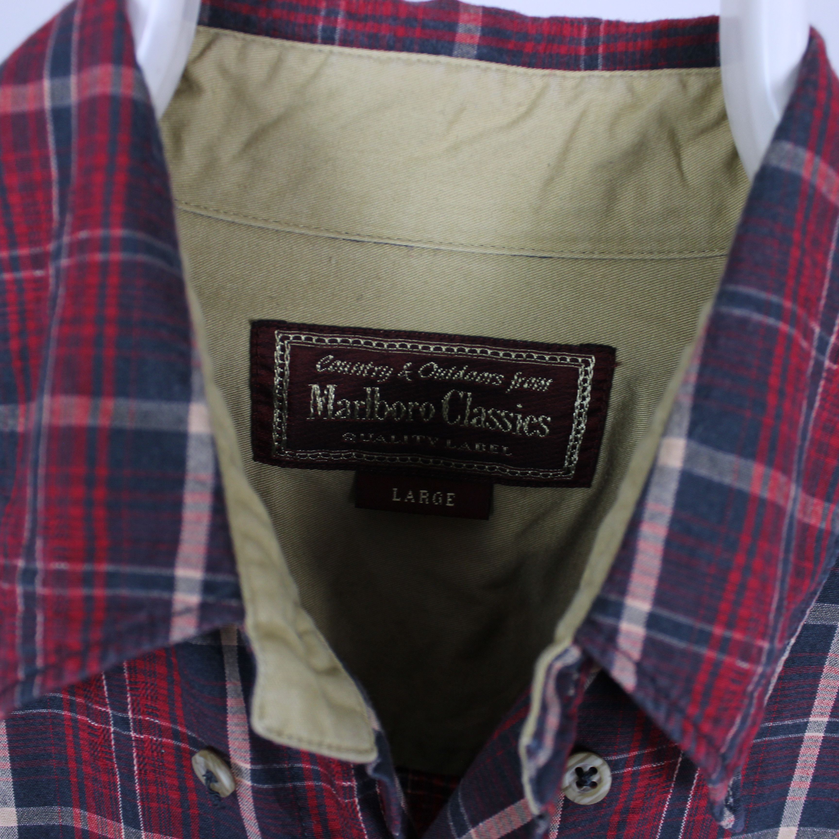 Marlboro Marlboro shirt men buttons ups L cotton red plaid Size US L / EU 52-54 / 3 - 5 Thumbnail
